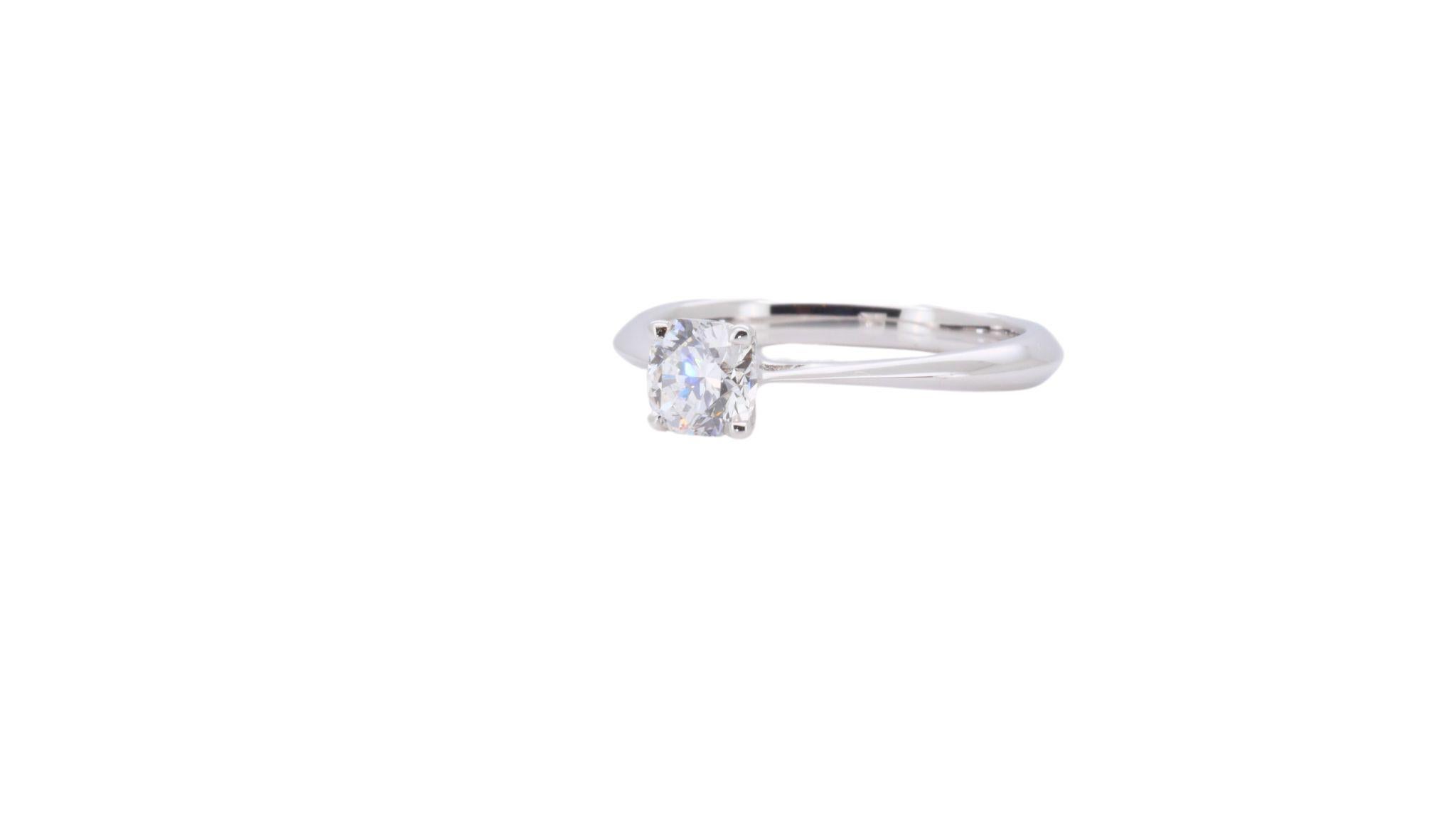 Marvelous 18k White Gold Solitaire Ring w/ 0.47 Carat Natural Diamonds AGS Cert In New Condition For Sale In רמת גן, IL