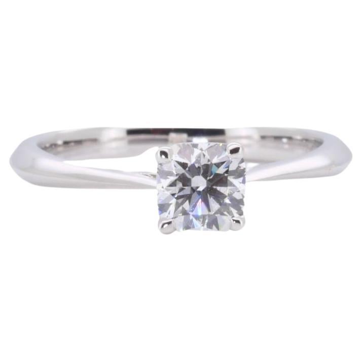 Marvelous 18k White Gold Solitaire Ring w/ 0.47 Carat Natural Diamonds AGS Cert For Sale