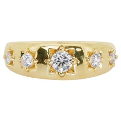 Marvelous 18k Gelbgold Dome Ring w / 0,55 Ct natürliche Diamanten Aig Zertifikat