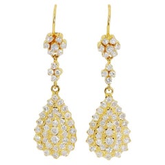 Marvelous 18k Yellow Gold Drop Earrings w/ 2ct Natural Diamonds IGI Certificate