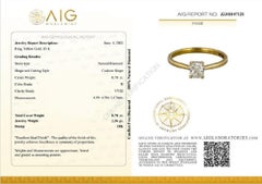 Marvelous 18k Yellow Gold Solitaire Ring w/ 0.7 Carat Natural Diamonds IGI Cert
