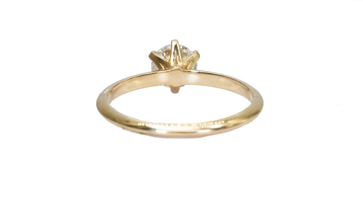 Marvelous 18k Yellow Gold Solitaire Ring with 1 Carat Natural Diamond GIA Cert For Sale 3