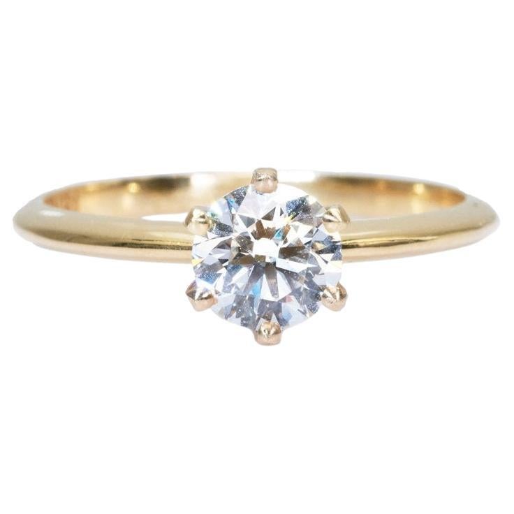 Glamorous 18k Yellow Gold Solitaire Ring w/ 1.02 Carat Natural