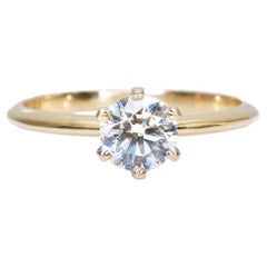 Marvelous 18k Yellow Gold Solitaire Ring with 1 Carat Natural Diamond GIA Cert