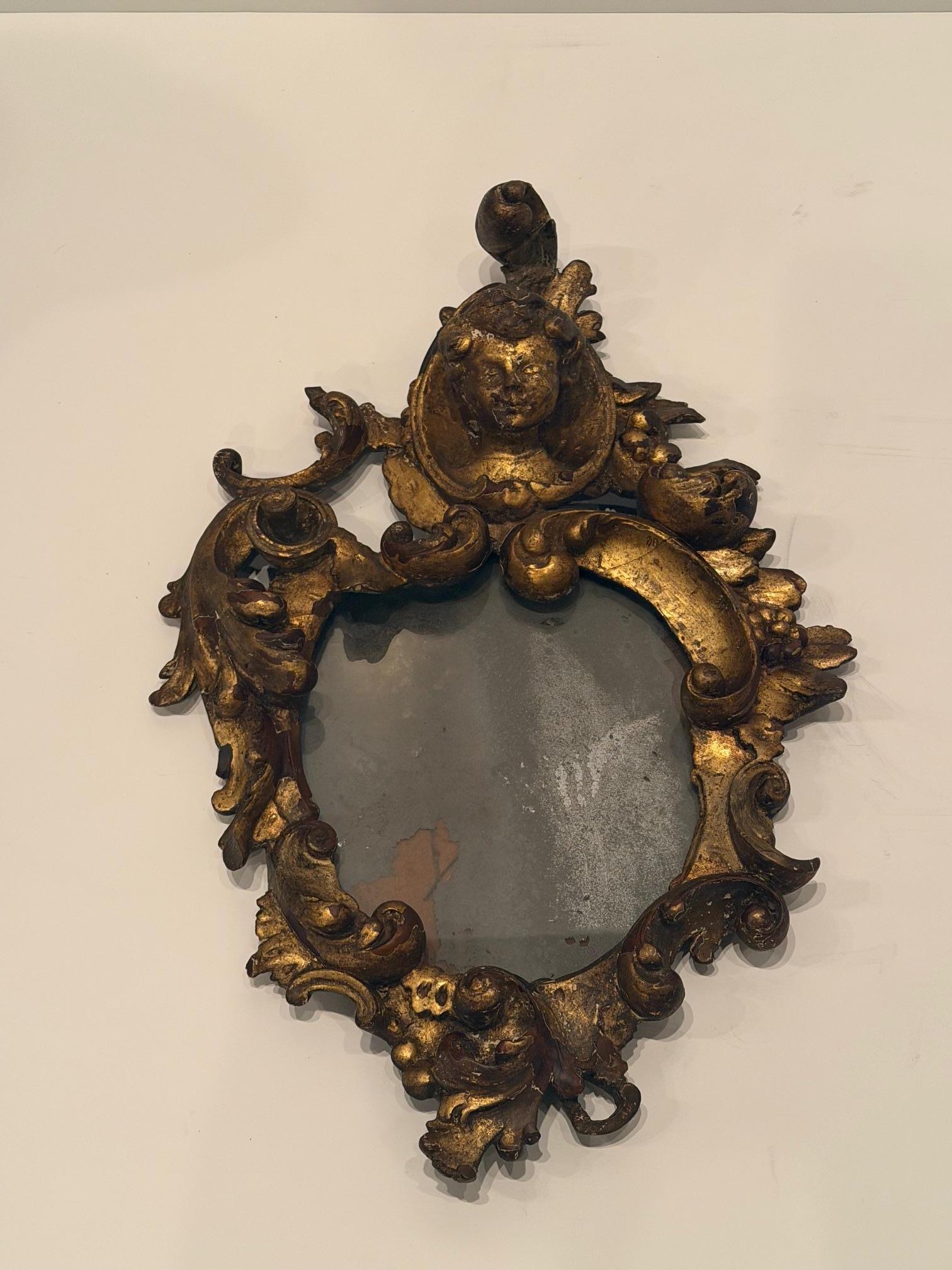 XIXe siècle Merveilleux miroir baroque vénitien doré sculpté du 19e siècle avec verre au mercure en vente