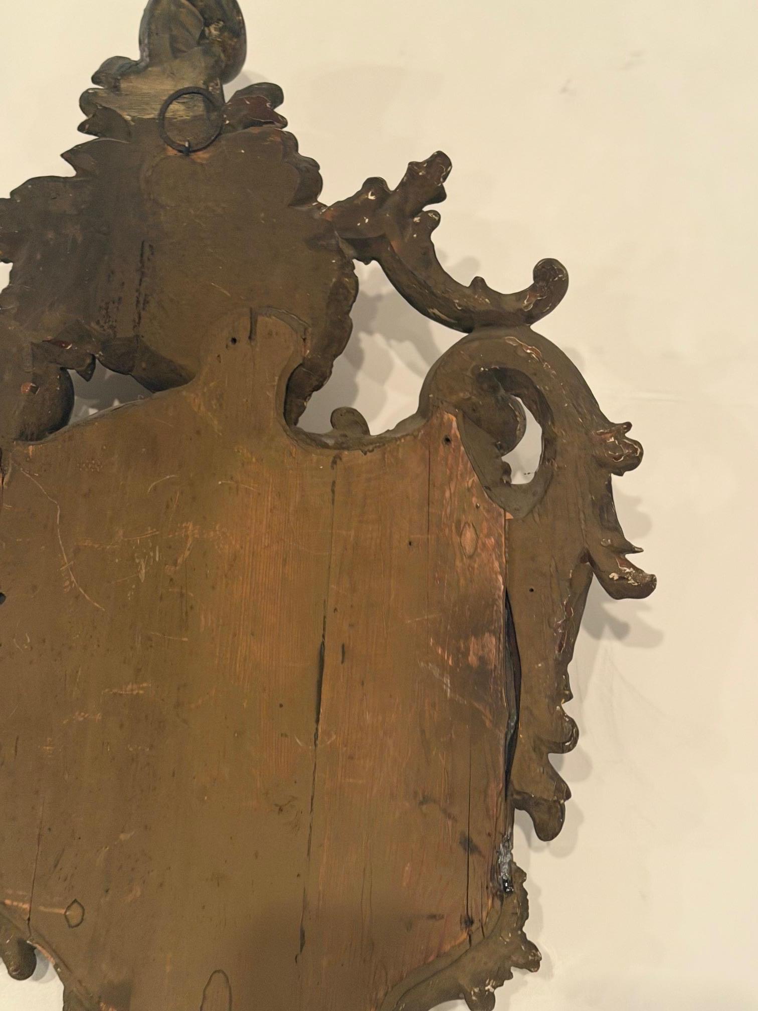 Merveilleux miroir baroque vénitien doré sculpté du 19e siècle avec verre au mercure en vente 1