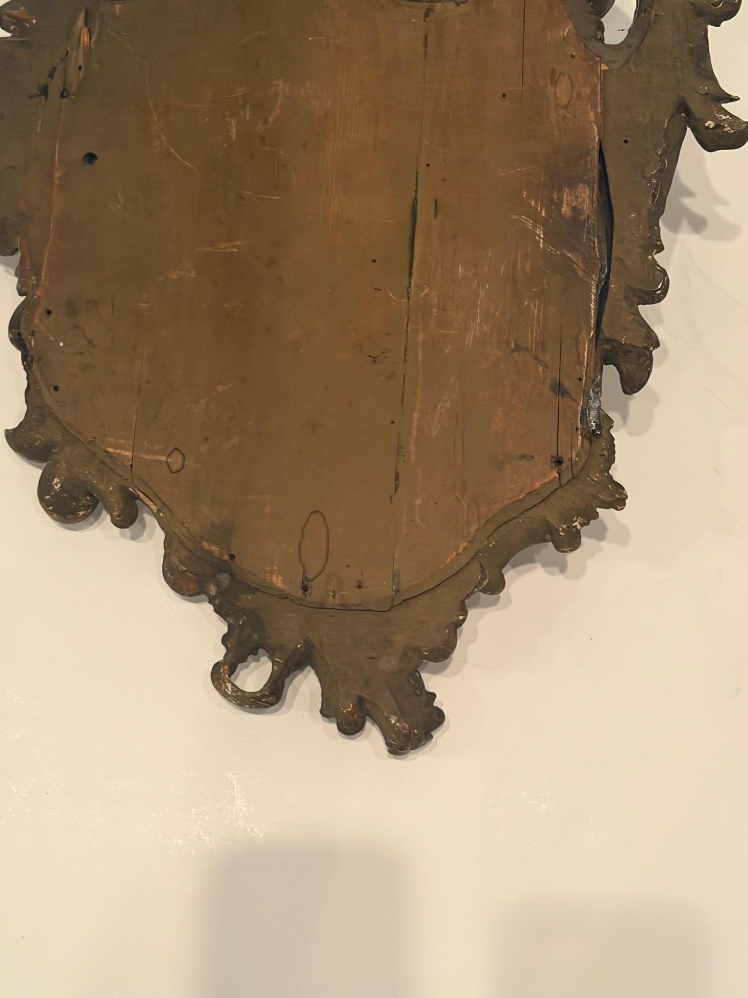 Merveilleux miroir baroque vénitien doré sculpté du 19e siècle avec verre au mercure en vente 2