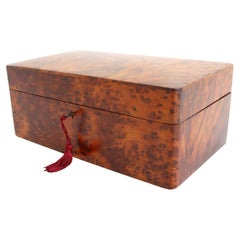 Meraviglioso Portagioie Antico Francese del 19° secolo Napoleone III in Burl Wood