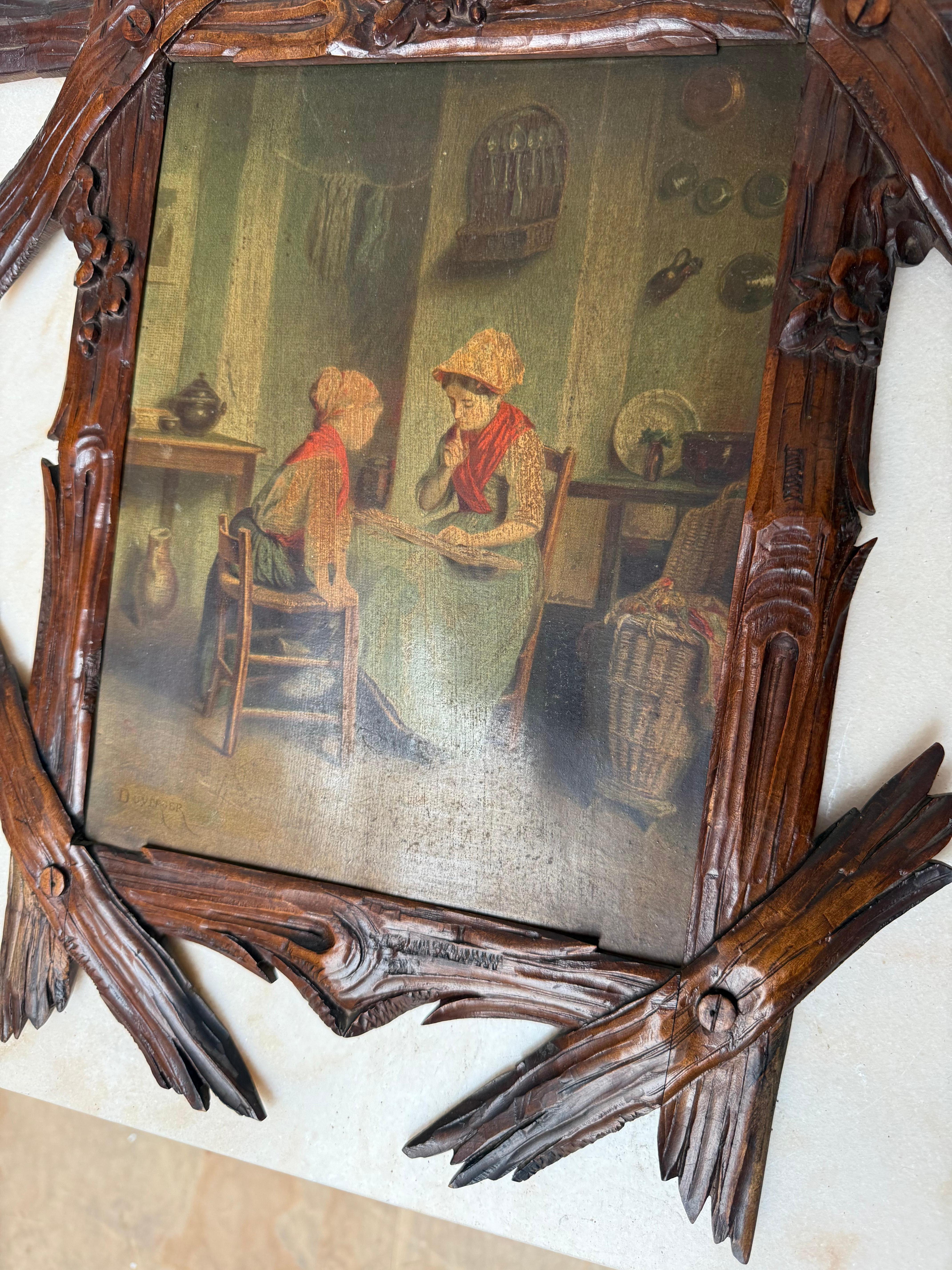 Marvelous and Antique Pair of 19th Century Black Forest Hand-Carved Wood Frames For Sale 14