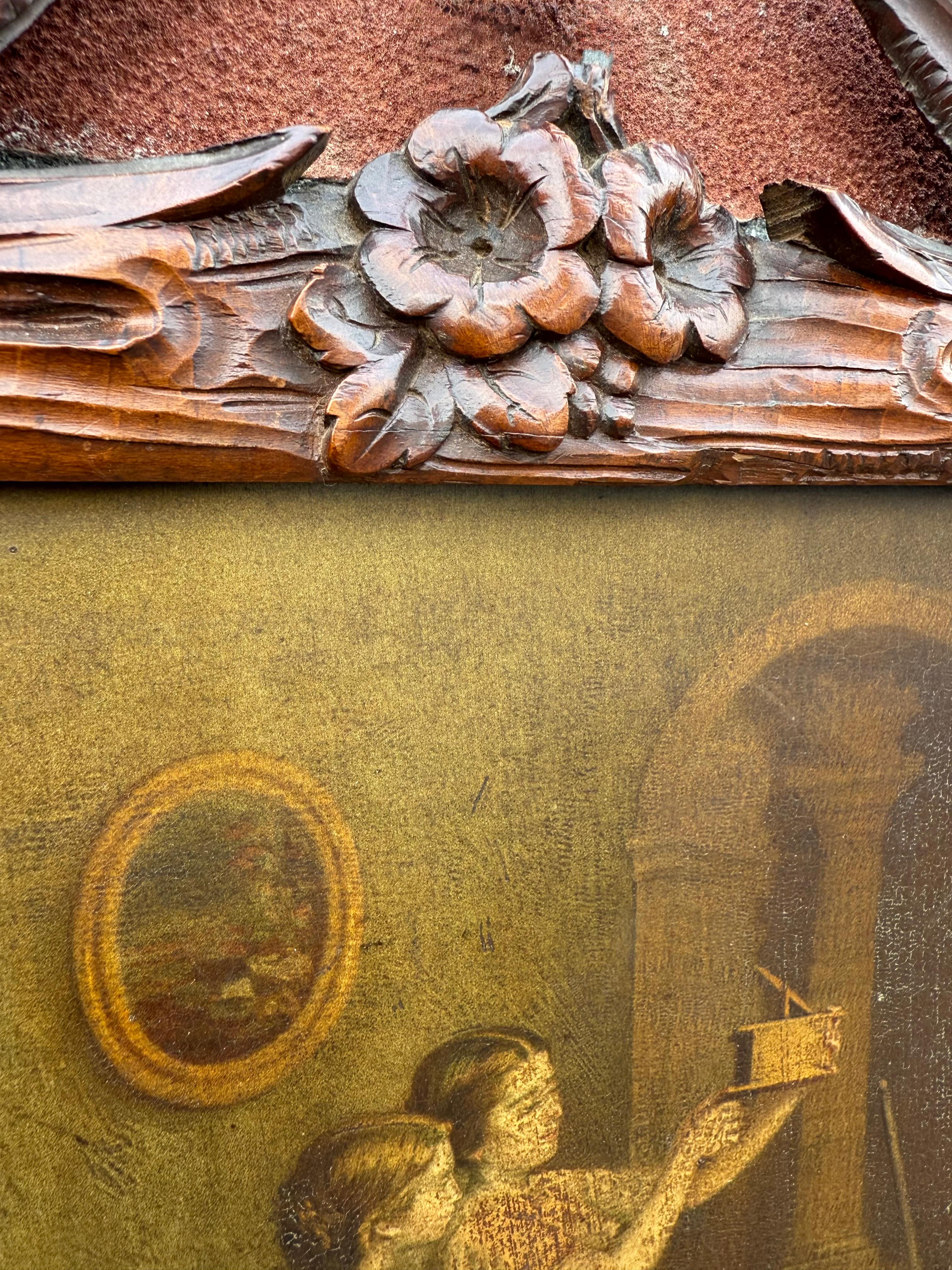 Marvelous and Antique Pair of 19th Century Black Forest Hand-Carved Wood Frames For Sale 1