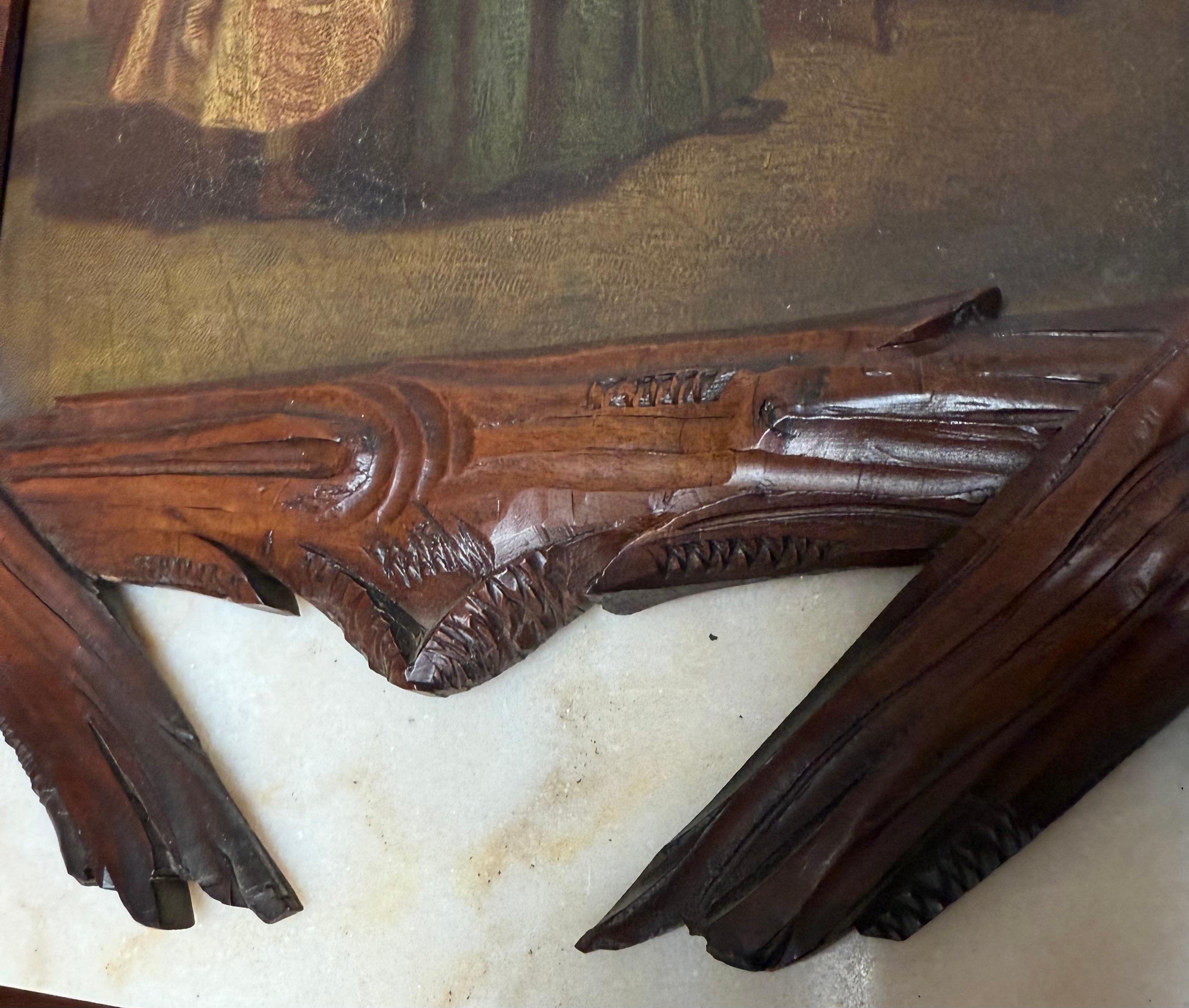 Marvelous and Antique Pair of 19th Century Black Forest Hand-Carved Wood Frames For Sale 7