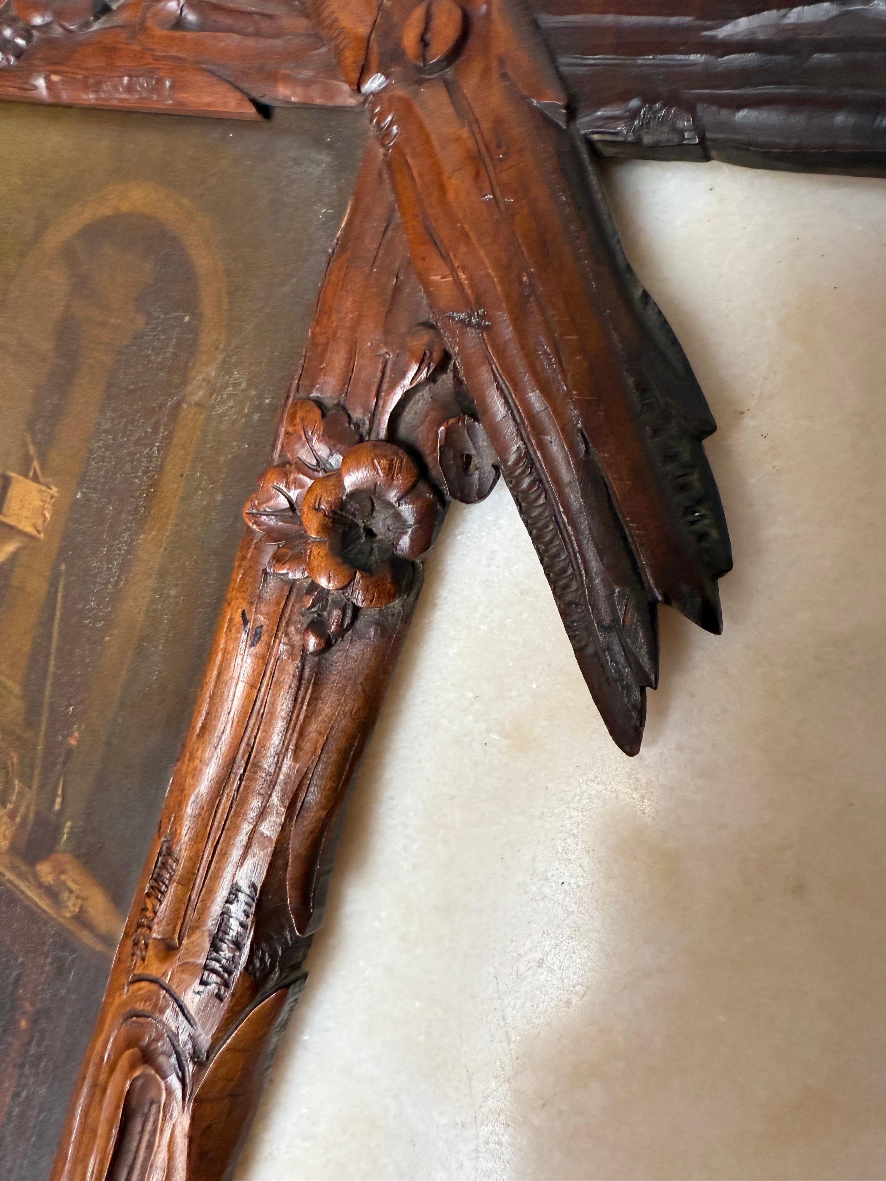 Marvelous and Antique Pair of 19th Century Black Forest Hand-Carved Wood Frames For Sale 9