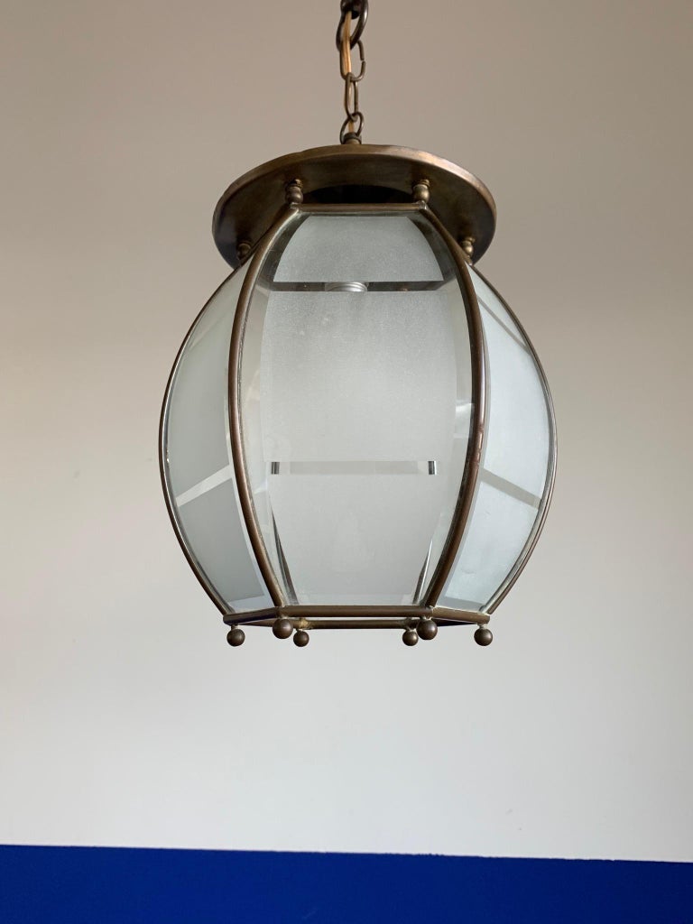 Marvelous Art Deco Design Glass and Brass Entry Hall Pendant Light ...