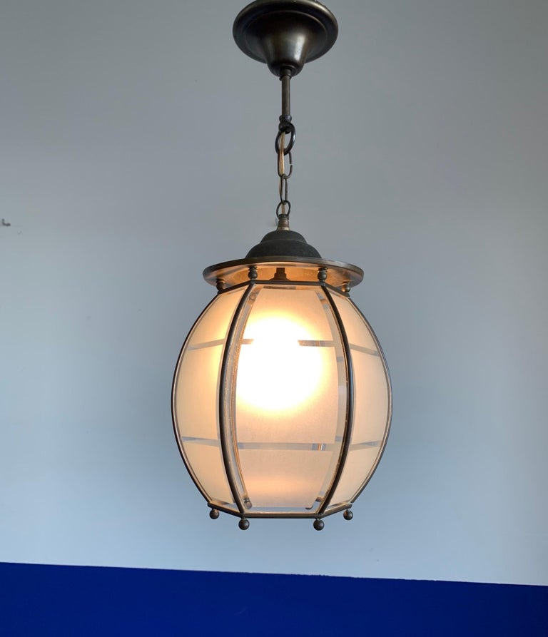 Marvelous Art Deco Design Glass and Brass Entry Hall Pendant Light ...