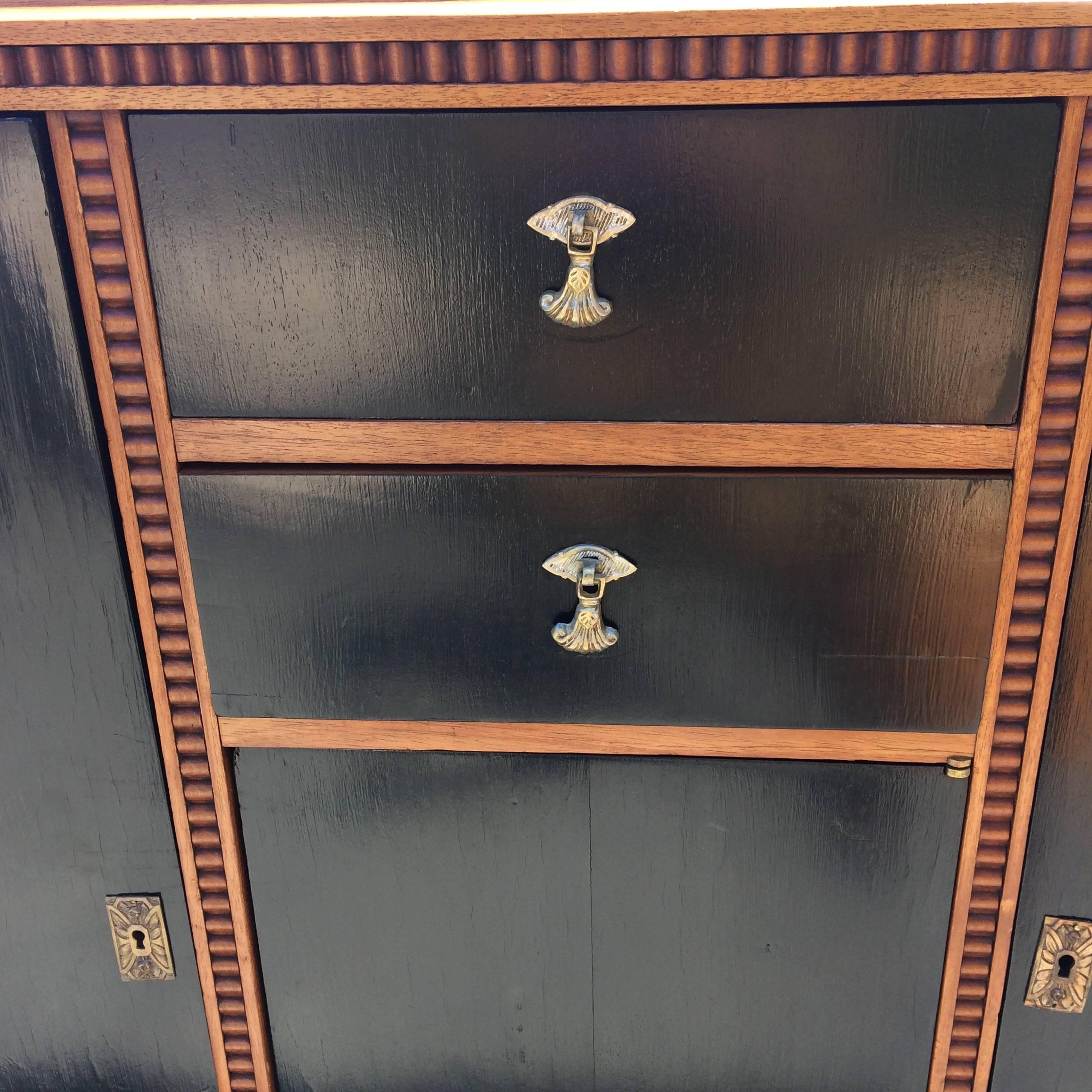 Marvelous Art Deco Style Ebonized Cabinet In Good Condition In Hopewell, NJ