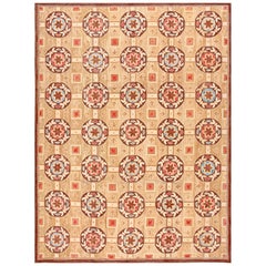 Marvelous Beige Butterflies-Flowers Pattern Contemporary American Hooked Rug