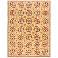 Marvelous Beige-Red Butterflies Flowers Pattern Contemporary American Hooked Rug