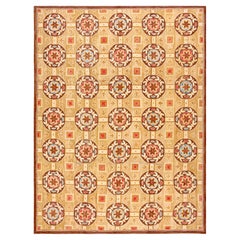 Marvelous Beige-Red Butterflies-Flowers Pattern Contemporary American Hooked Rug