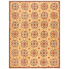 Marvelous Beige-Red Butterflies Flowers Pattern Contemporary American Hooked Rug