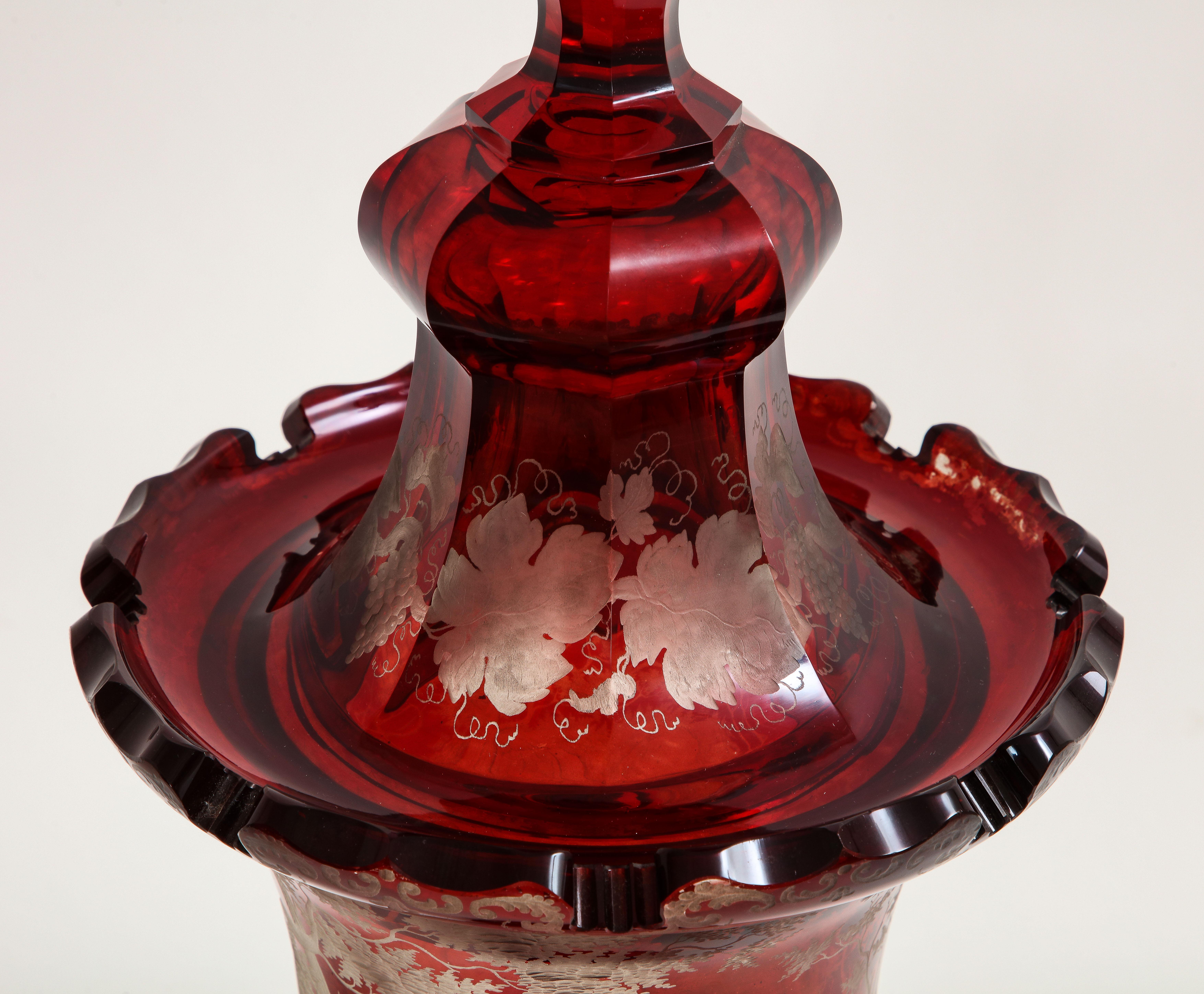 Marvelous Bohemian Red-Cut-to-Clear Kristall- Jagdszene mit Deckel aus Kristall im Angebot 8