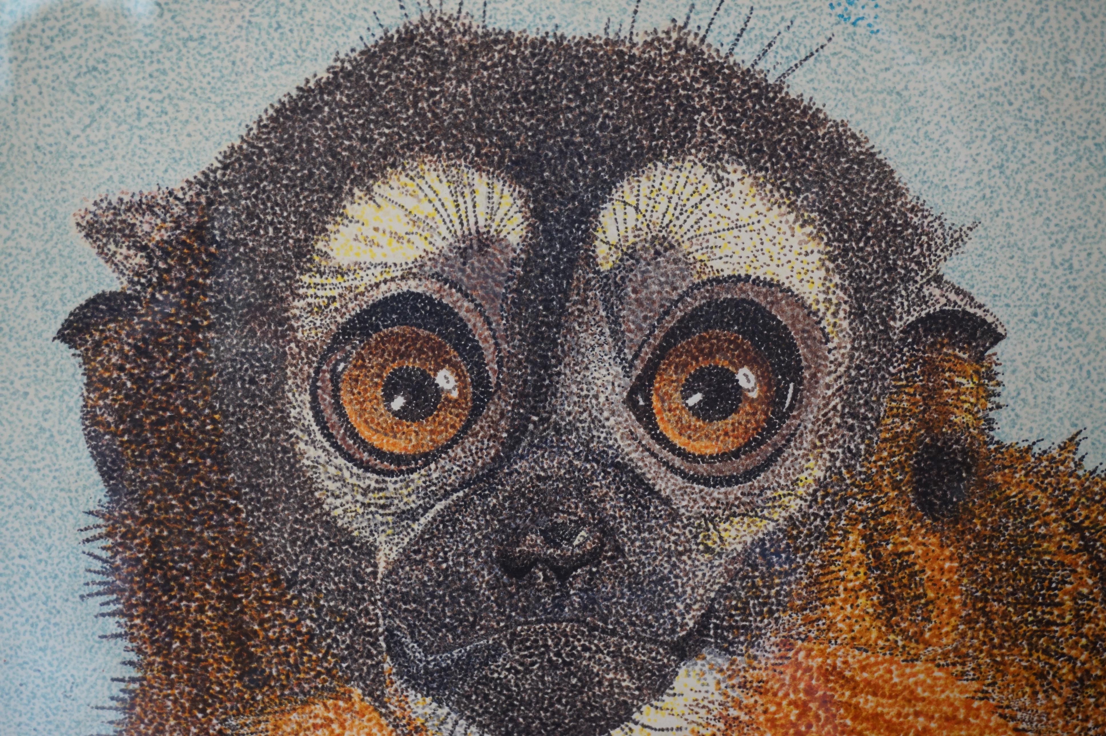 Wunderschöne Zeichnung / Gemälde Eule Affenvogel, Anfang bis Mitte des 20. Jahrhunderts (Europäisch) im Angebot