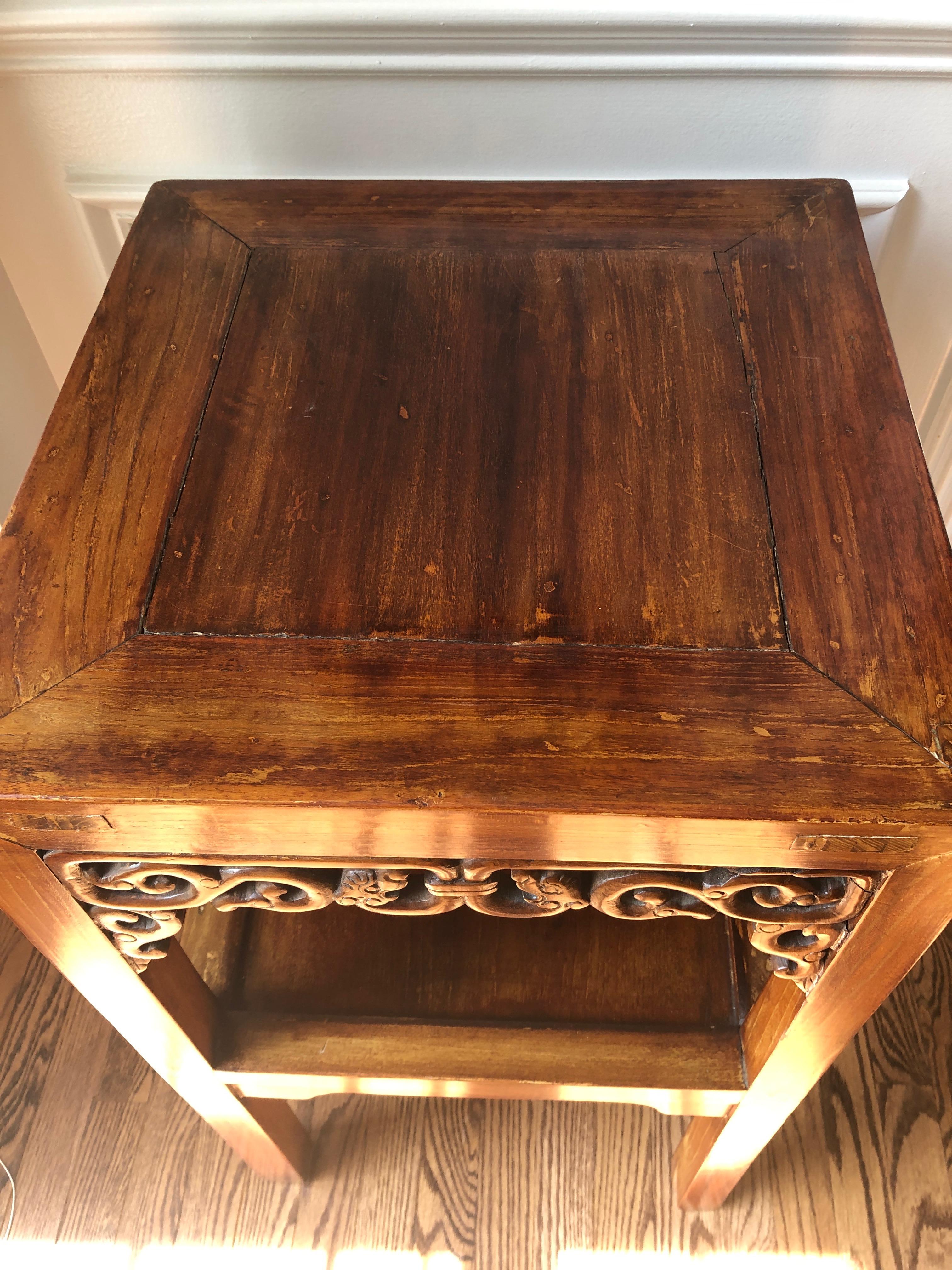 Marvellous Elm Chinese Two-Tier Side Table or Nightstand 2