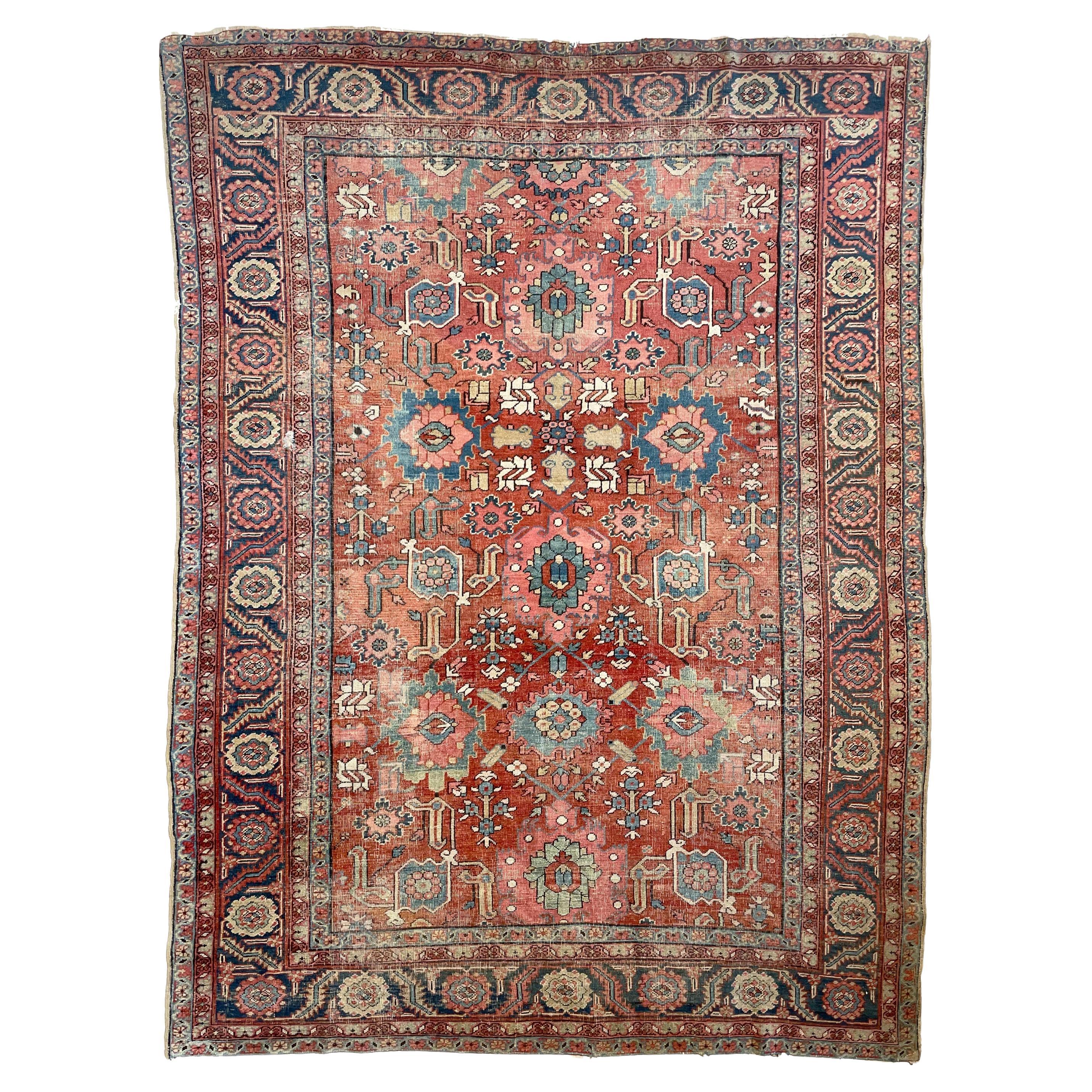 Marvelous "Harshang" Heriz Rug, c. 1910-20's