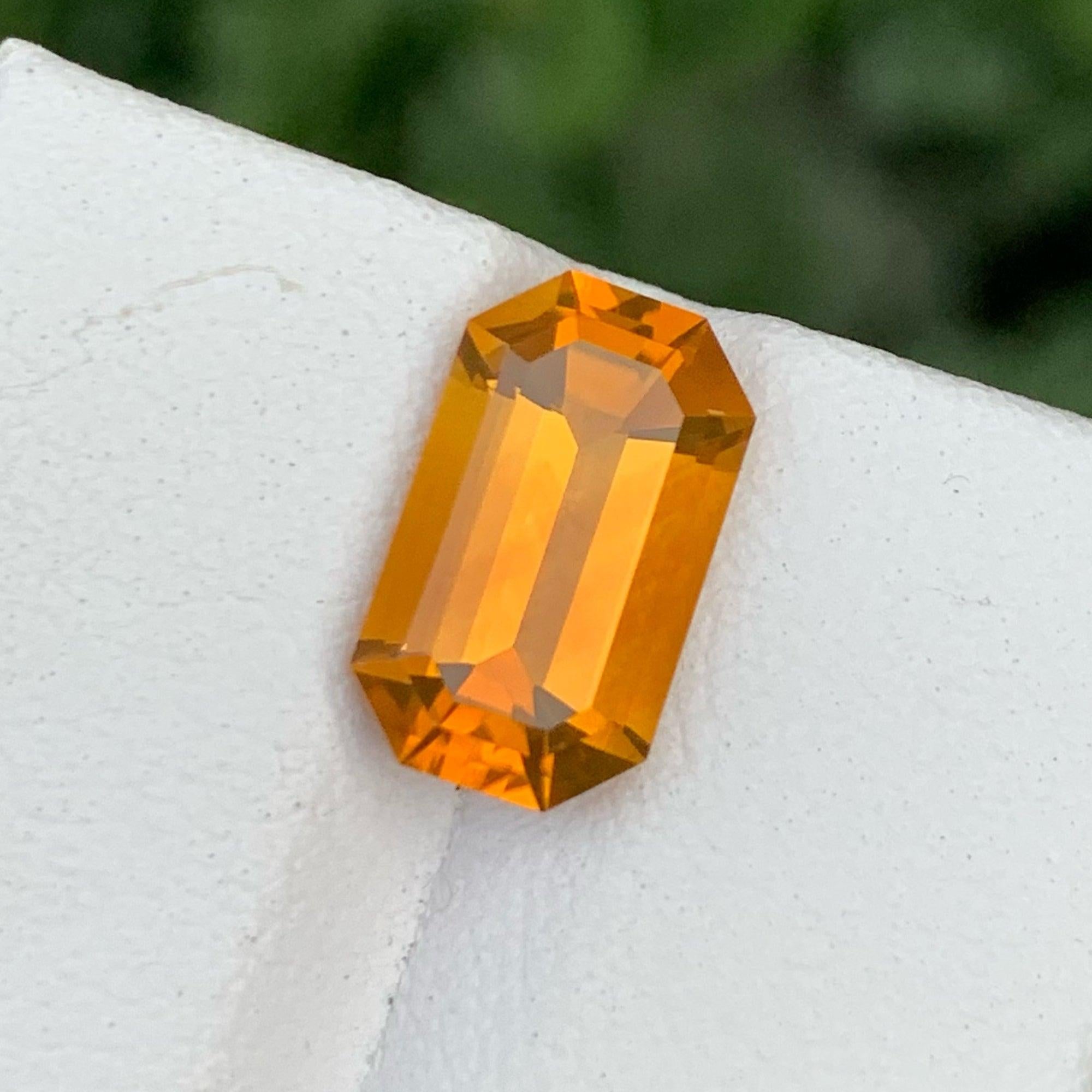 Marvelous Intense Orange Citrine Gemstone of 3.35 carats from Madeira,Portugal has a wonderful cut in a Ocatgon shape, incredible Yellow color. Great brilliance. This gem is totally loupe-clean.

Product Information:
GEMSTONE TYPE:	Marvelous Intense