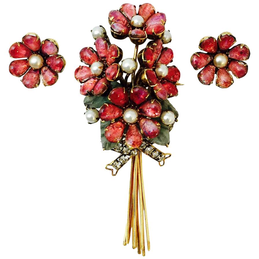 Marvelous Iradj Moini Brooch and Earrings For Sale