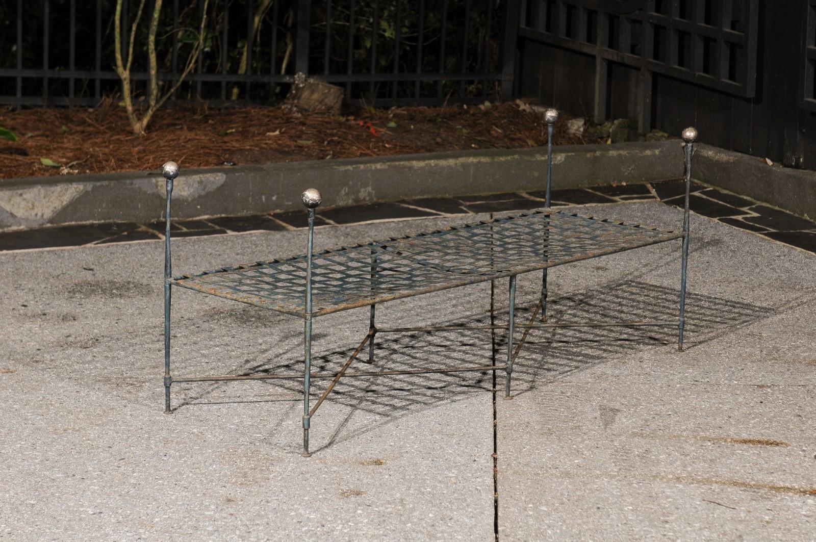 Marvelous Iron Bench by Mario Papperzini for John Salterini, circa 1950 For Sale 5