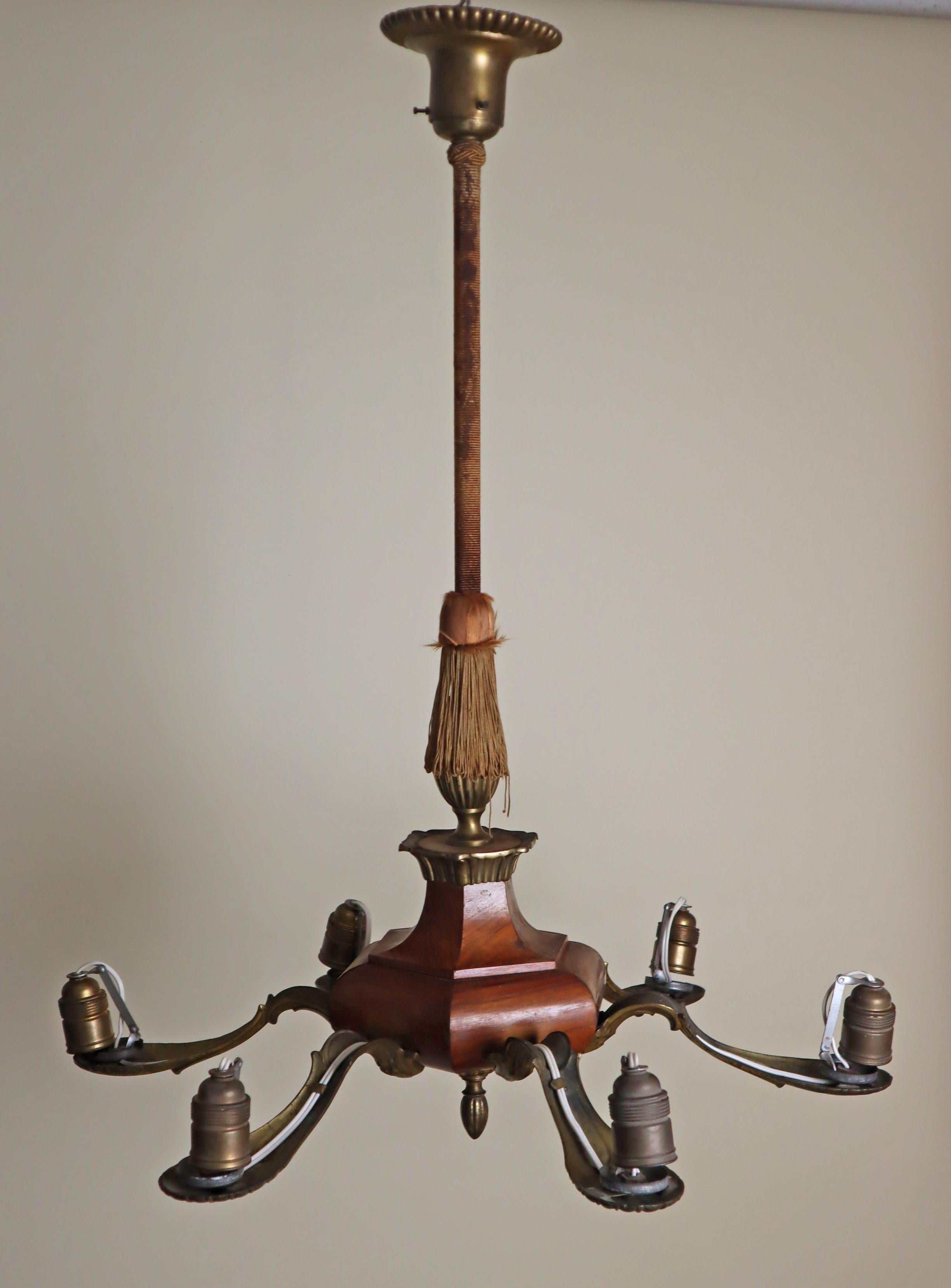 Calco Meraviglioso lampadario a sei braccia in alabastro Art Nouveau, Francia anni '20 in vendita