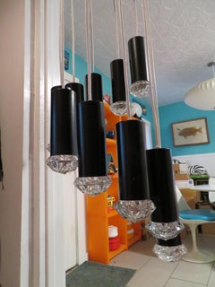 Marvelous Lightolier 10 Cylinder Light Chandelier Flush Light Mid-Century Modern