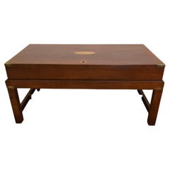 Marvelous Mahogany Campaign Style Document Box on Stand Coffee Table