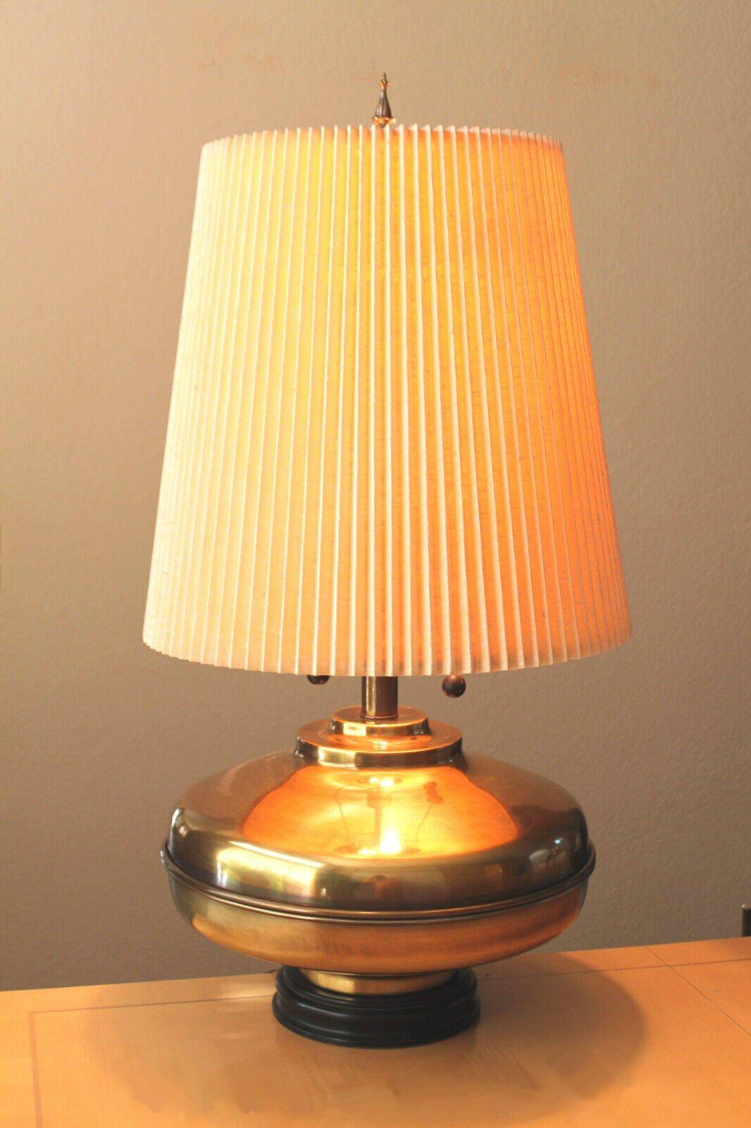 20th Century Marvelous MARBRO Mid Century Polished Brass Table Lamp! Huge Showpiece Lighting For Sale
