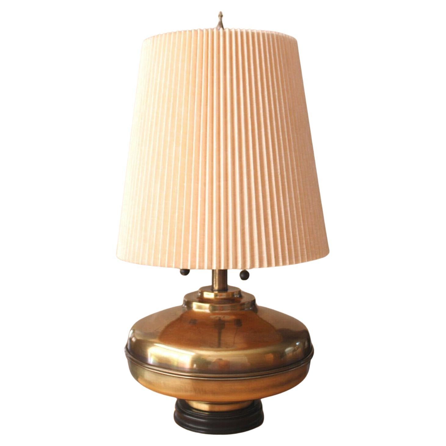 Marvelous MARBRO Mid Century Polished Brass Table Lamp! Huge Showpiece Lighting For Sale