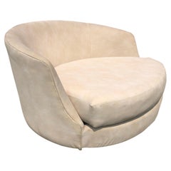 Meravigliosa sedia girevole circolare Milo Baughman Mid Century Modern