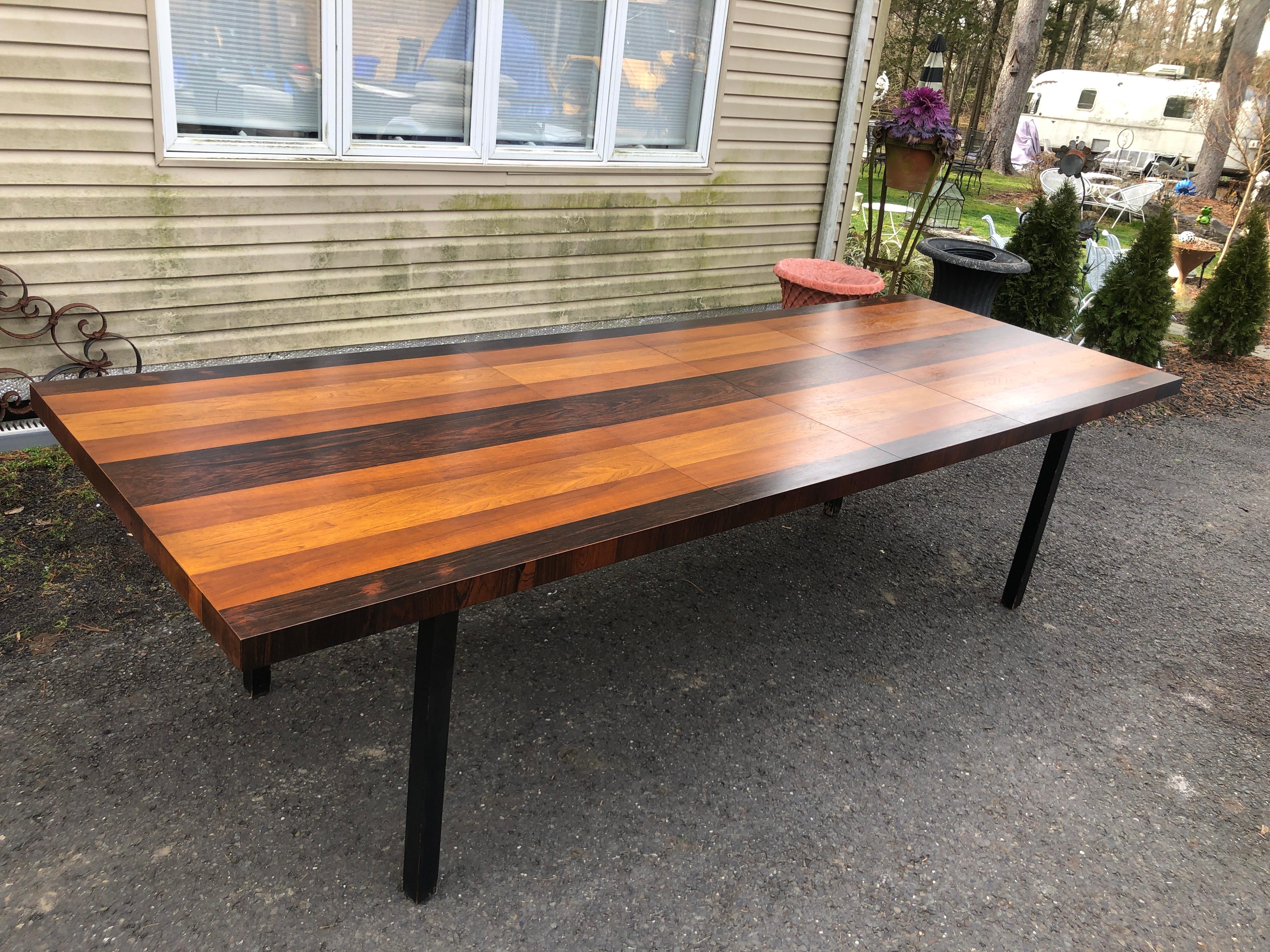 Marvelous Milo Baughman for Directional Multi Wood Dining Table Mid-Century  For Sale 11