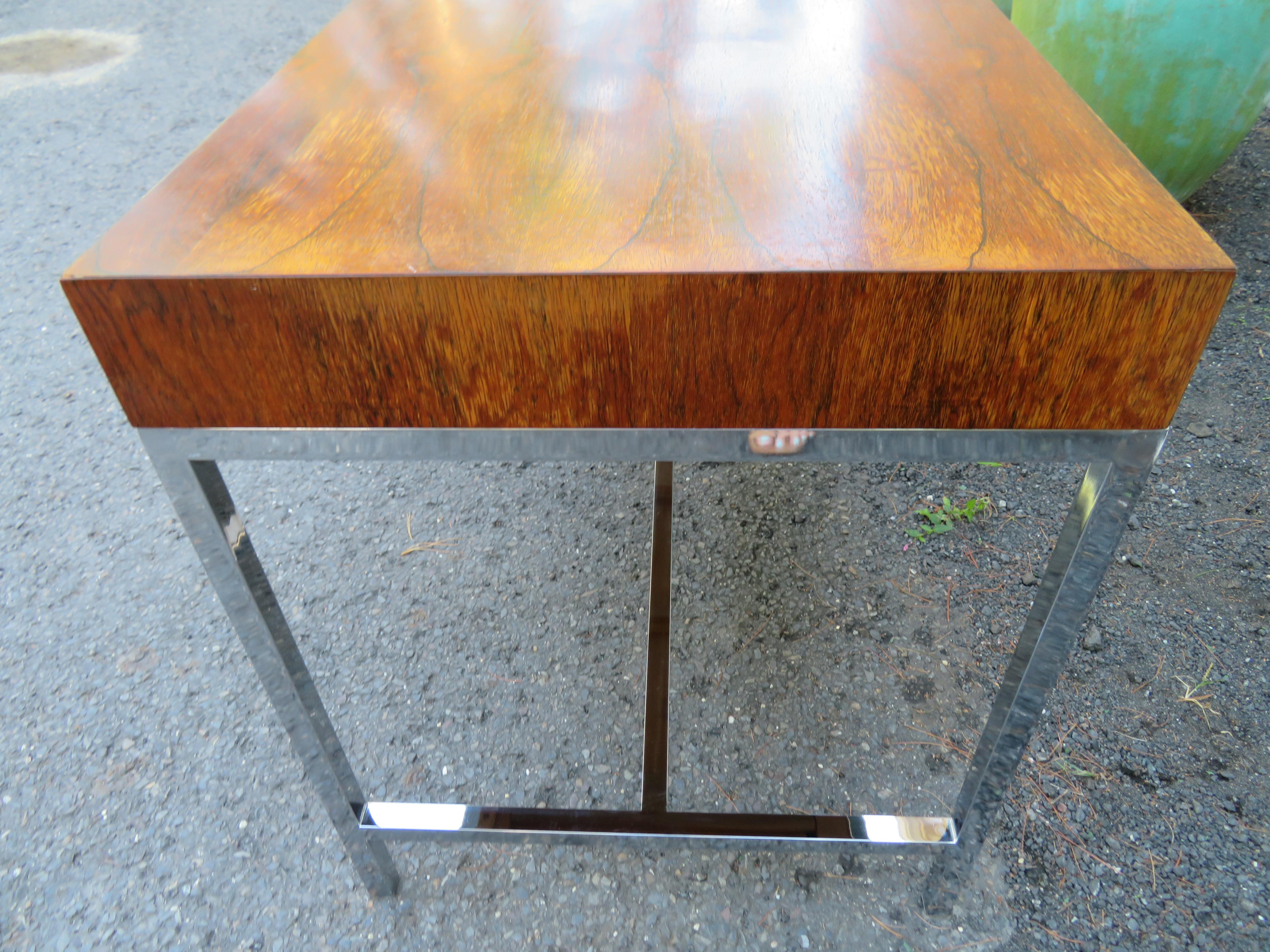 Marvelous Milo Baughman Style Rosewood Chrome Desk Mid-Century Modern For Sale 5
