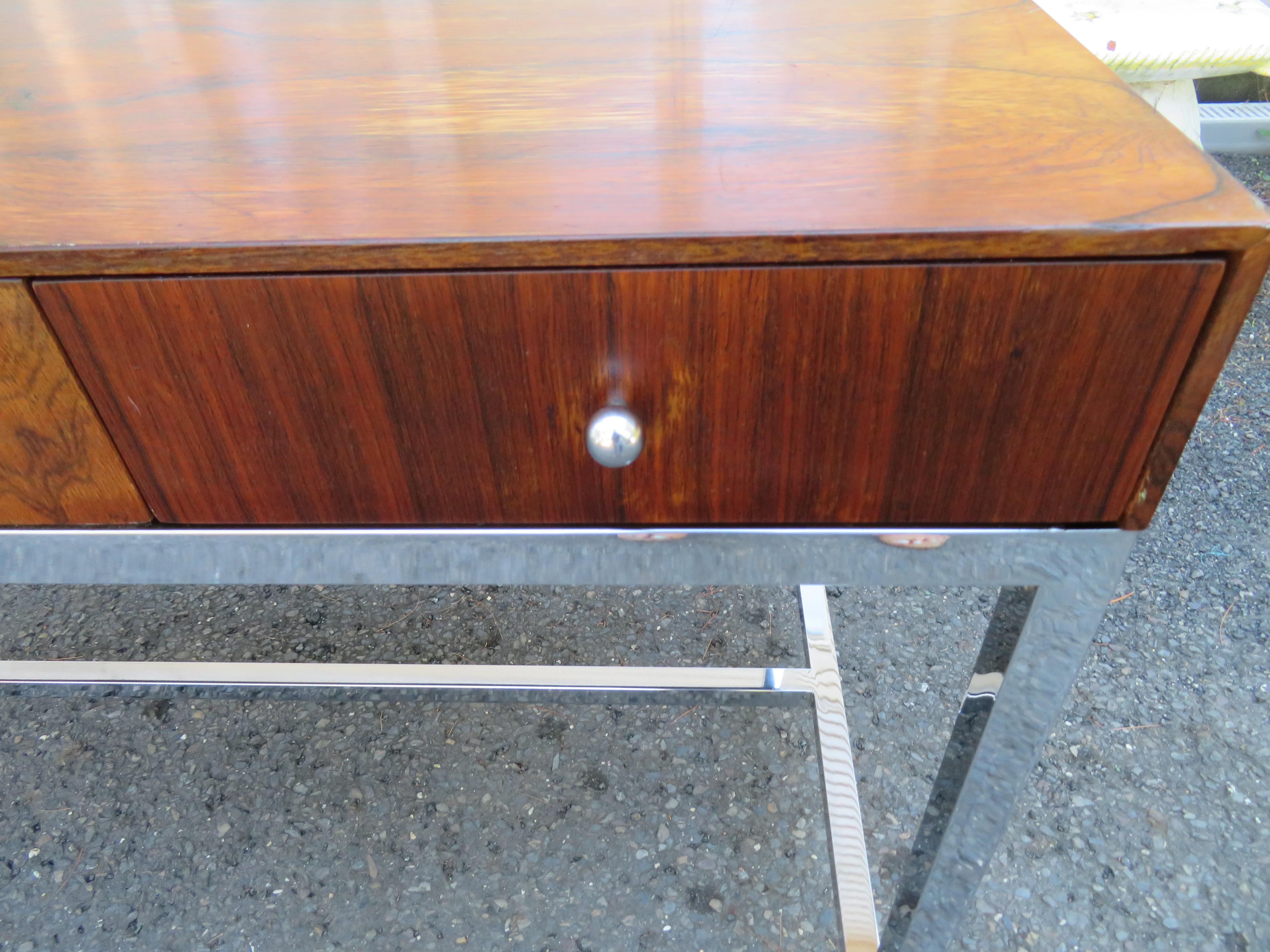 Marvelous Milo Baughman Style Rosewood Chrome Desk Mid-Century Modern For Sale 7