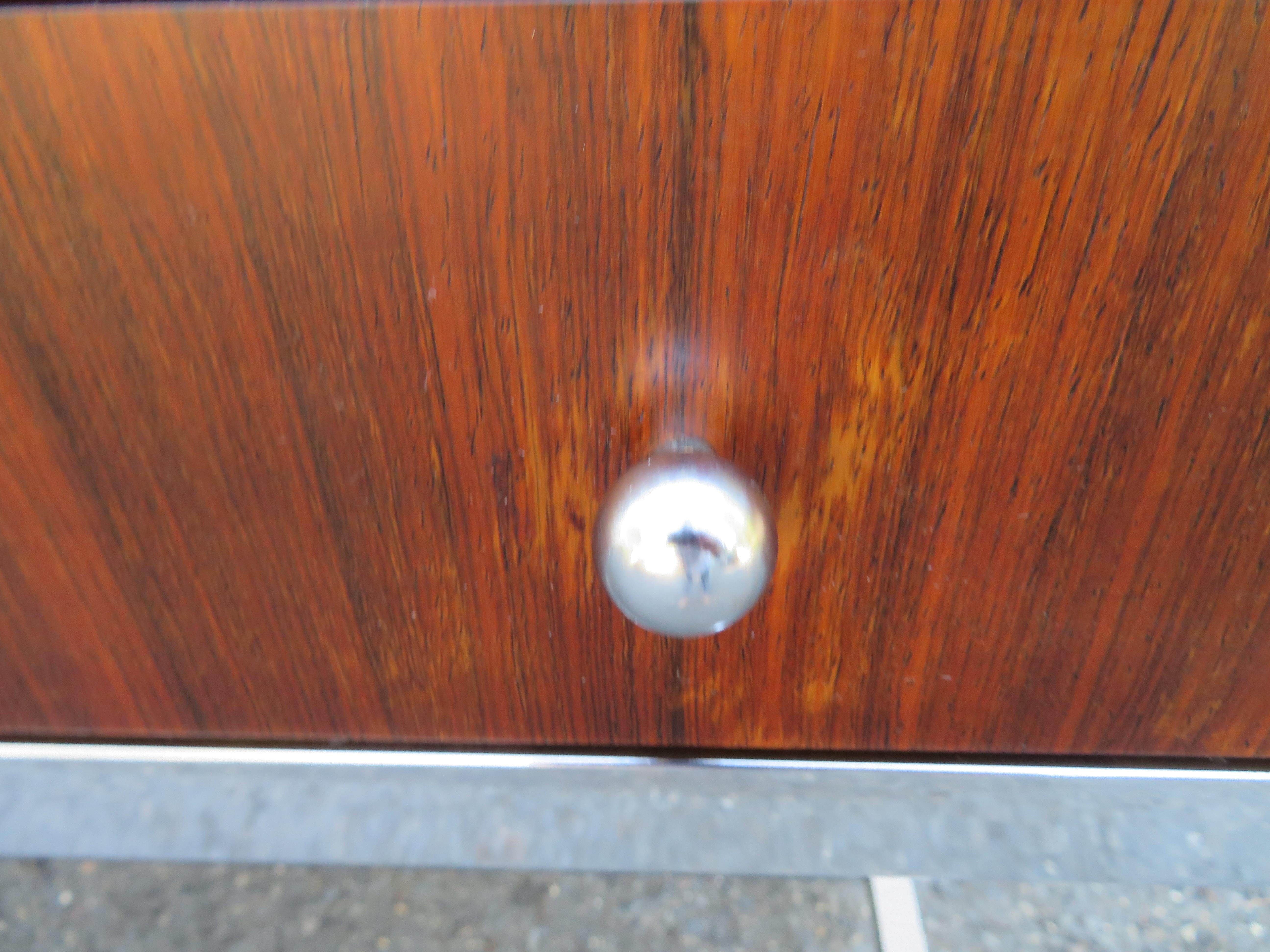 Marvelous Milo Baughman Style Rosewood Chrome Desk Mid-Century Modern For Sale 8