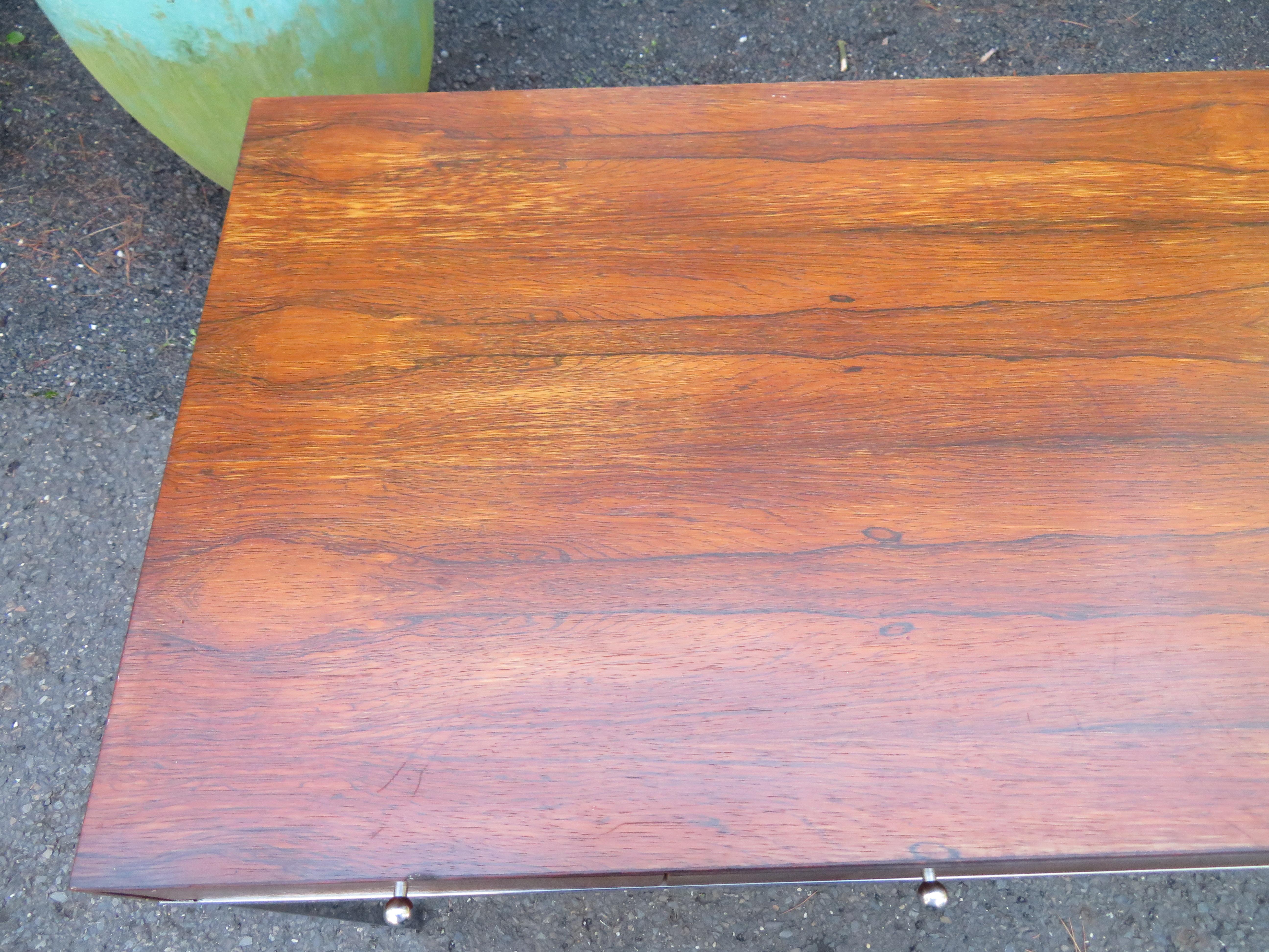 Marvelous Milo Baughman Style Rosewood Chrome Desk Mid-Century Modern For Sale 12