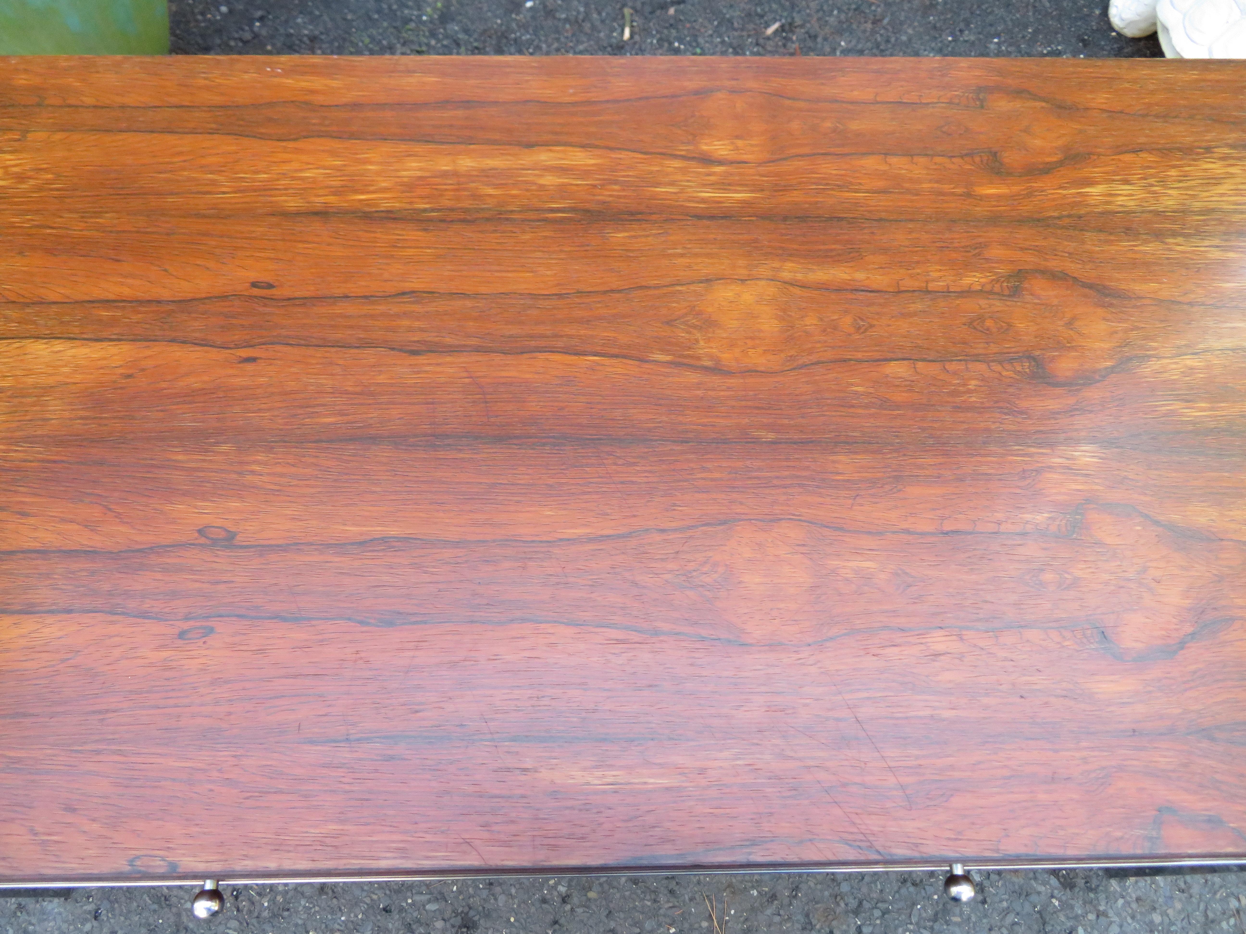 Marvelous Milo Baughman Style Rosewood Chrome Desk Mid-Century Modern For Sale 13