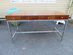 Marvelous Milo Baughman Style Rosewood Chrome Desk Mid-Century Modern