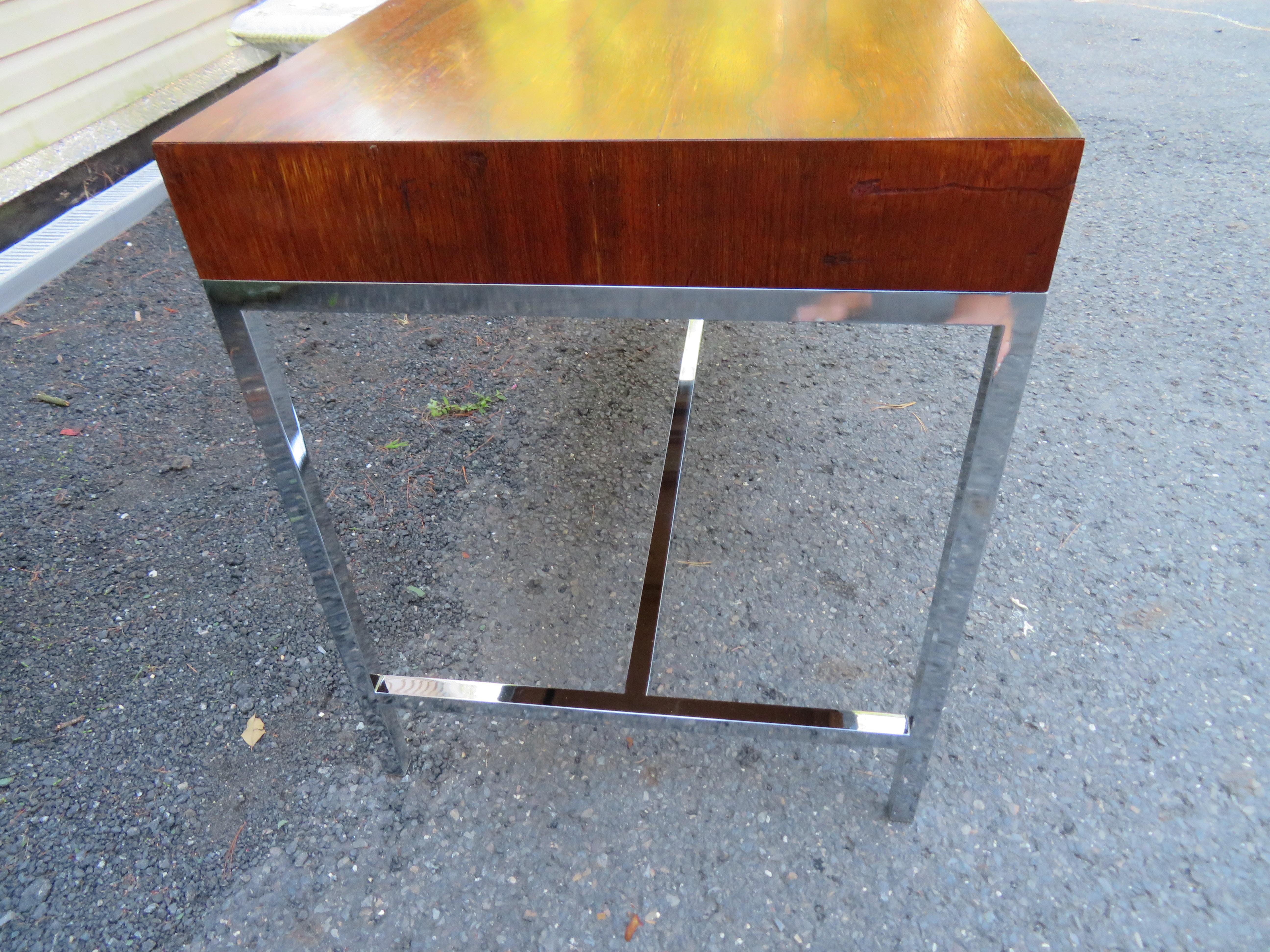 American Marvelous Milo Baughman Style Rosewood Chrome Desk Mid-Century Modern For Sale