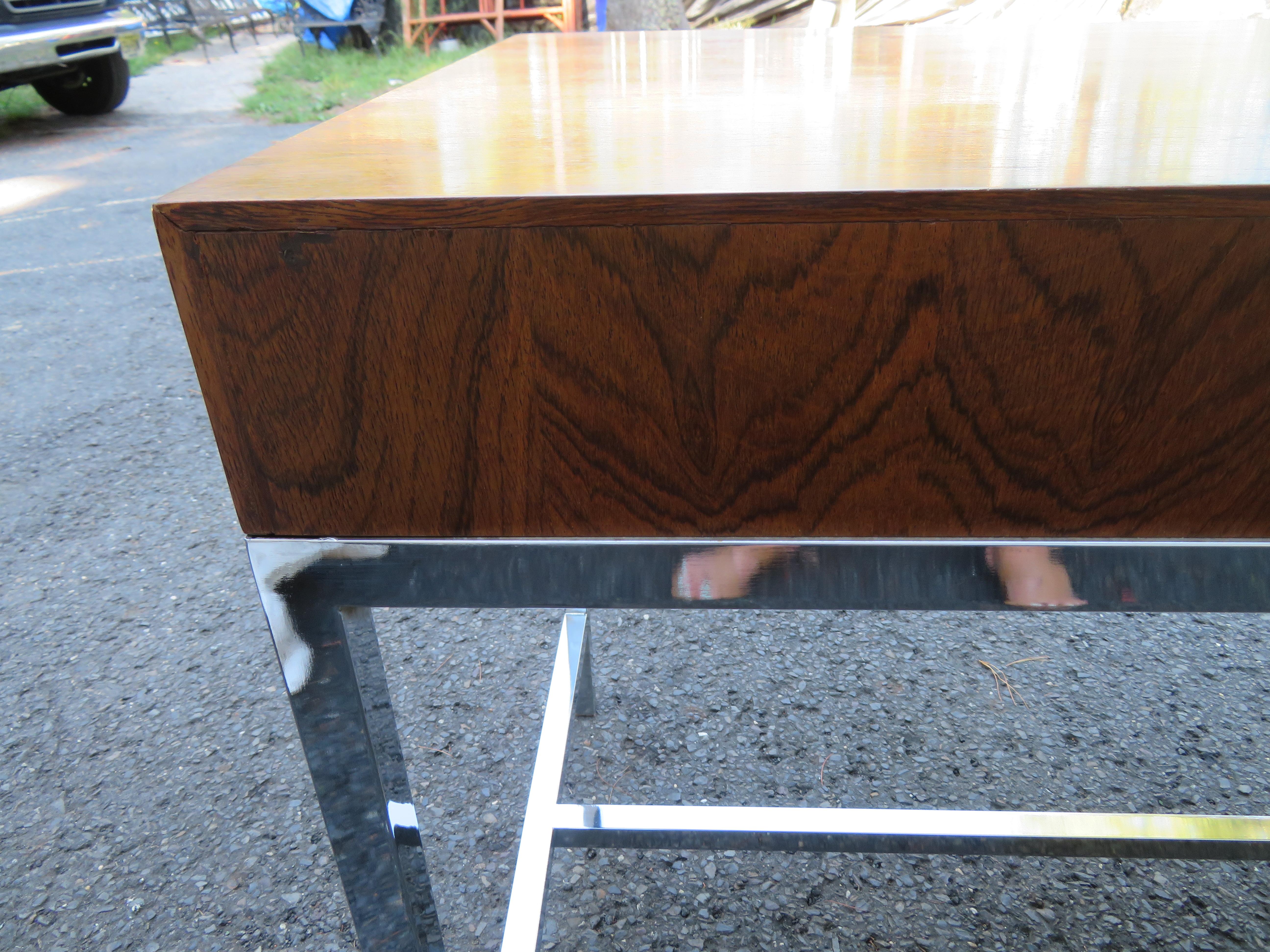 Marvelous Milo Baughman Style Rosewood Chrome Desk Mid-Century Modern For Sale 1