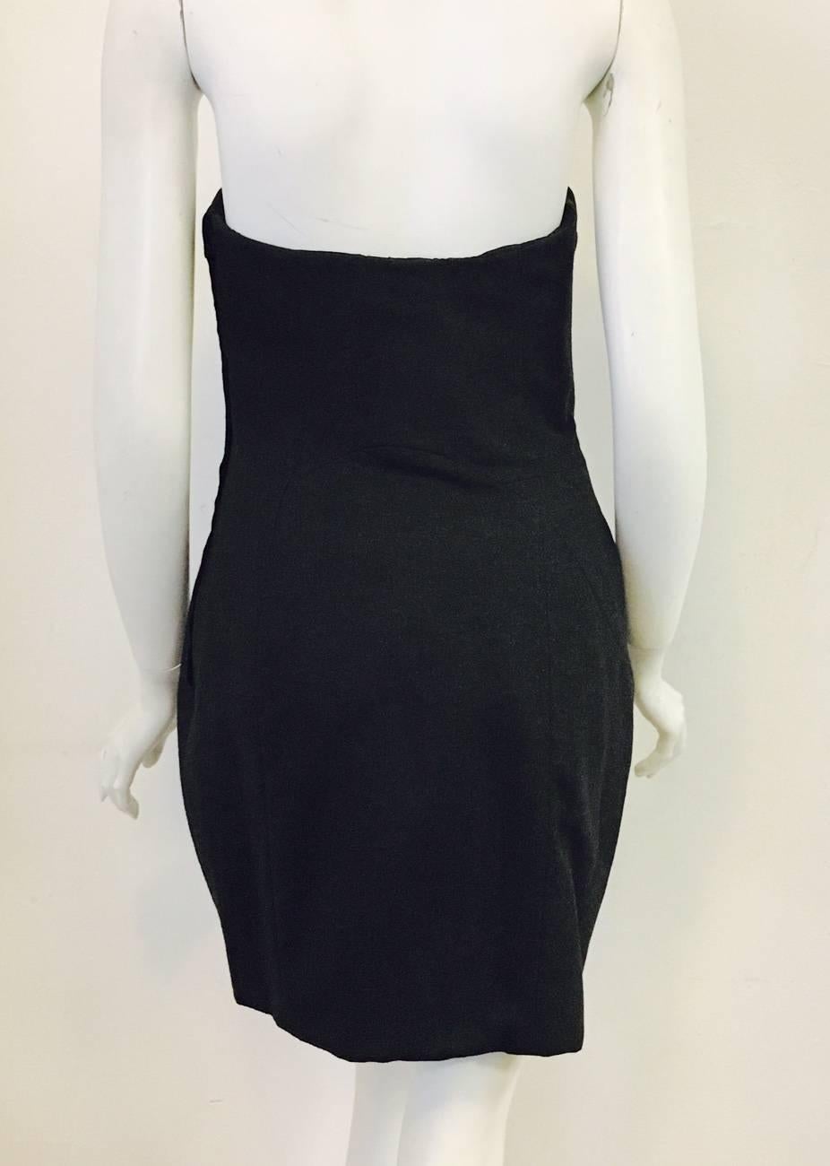 Moschino Couture Charcoal Wool Strapless Mini Dress Size 10 US  1