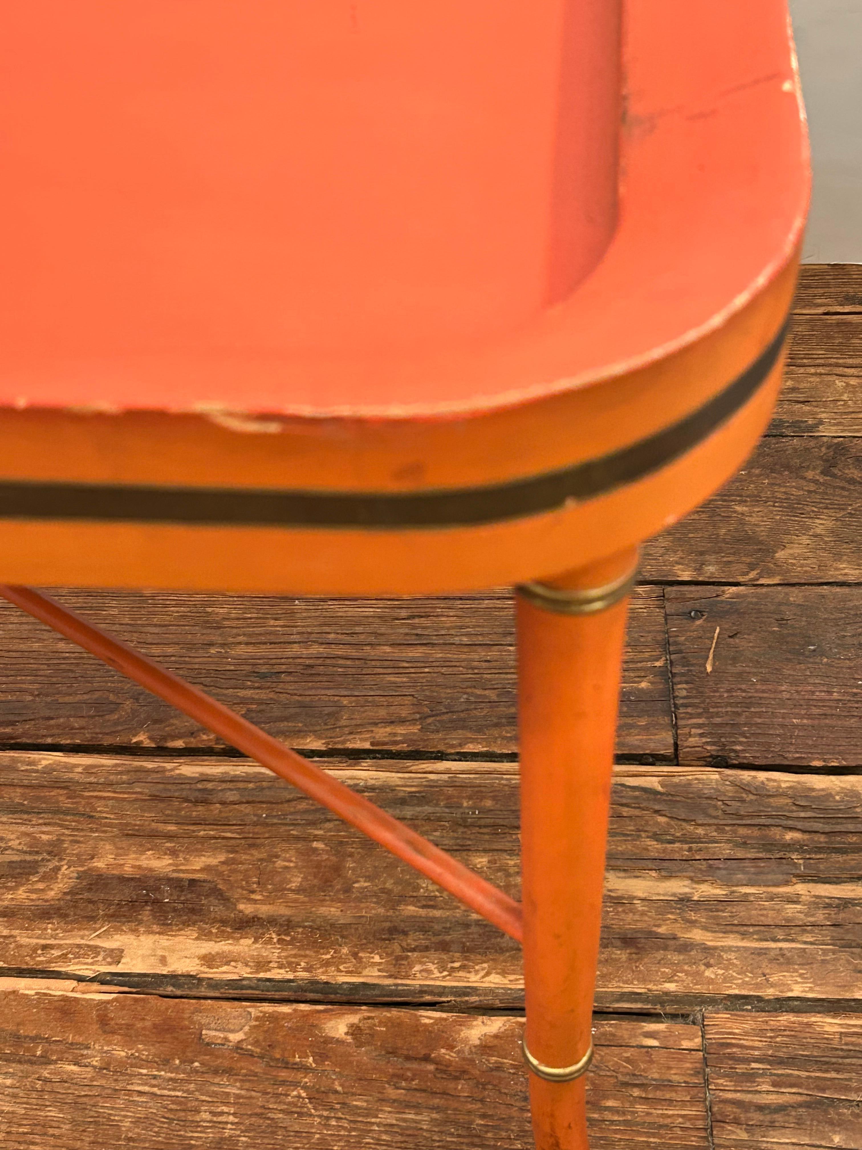 Marvelous Orange Vintage Tray Top Coffee Table For Sale 6