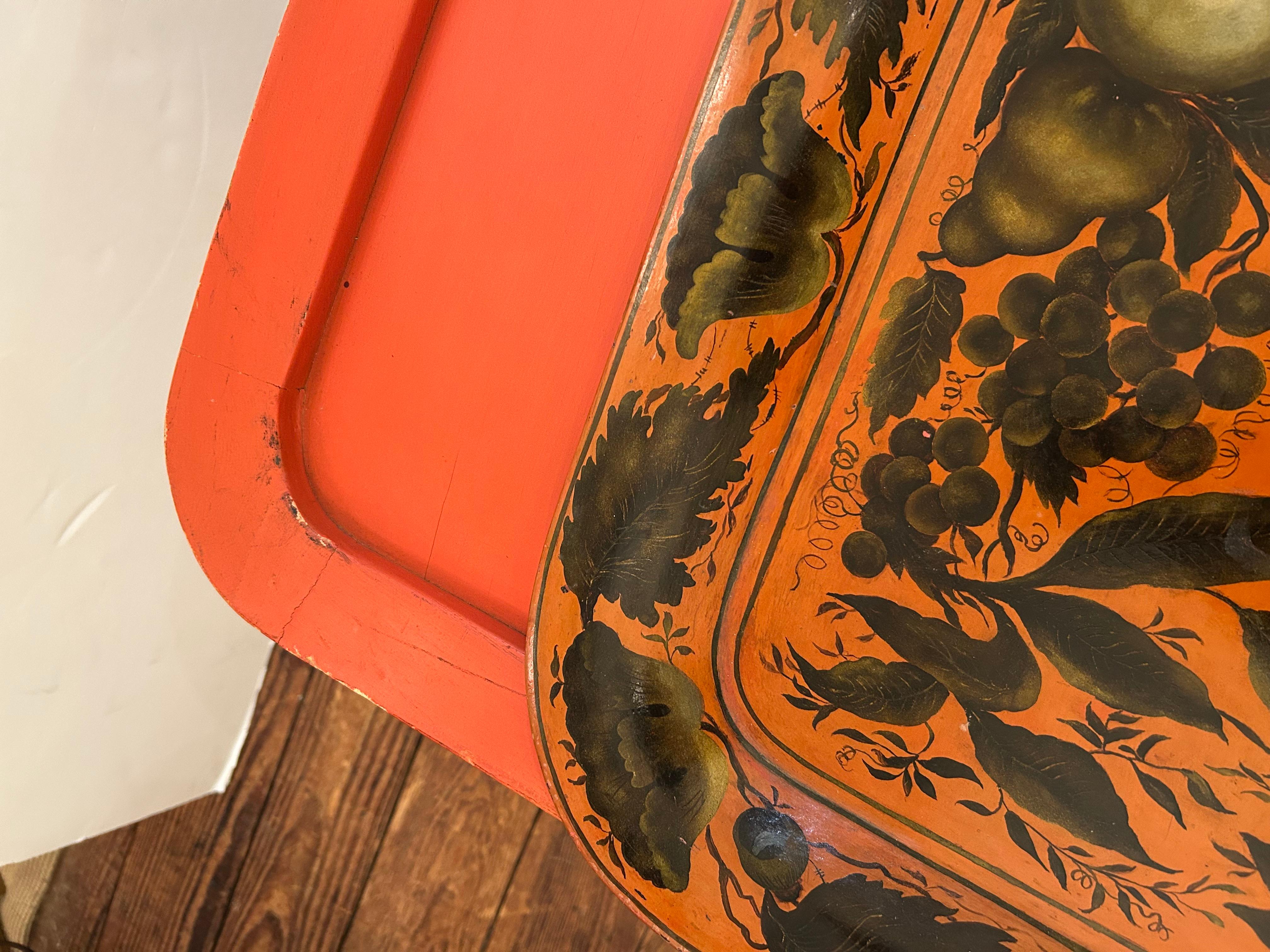 Marvelous Orange Vintage Tray Top Coffee Table For Sale 8
