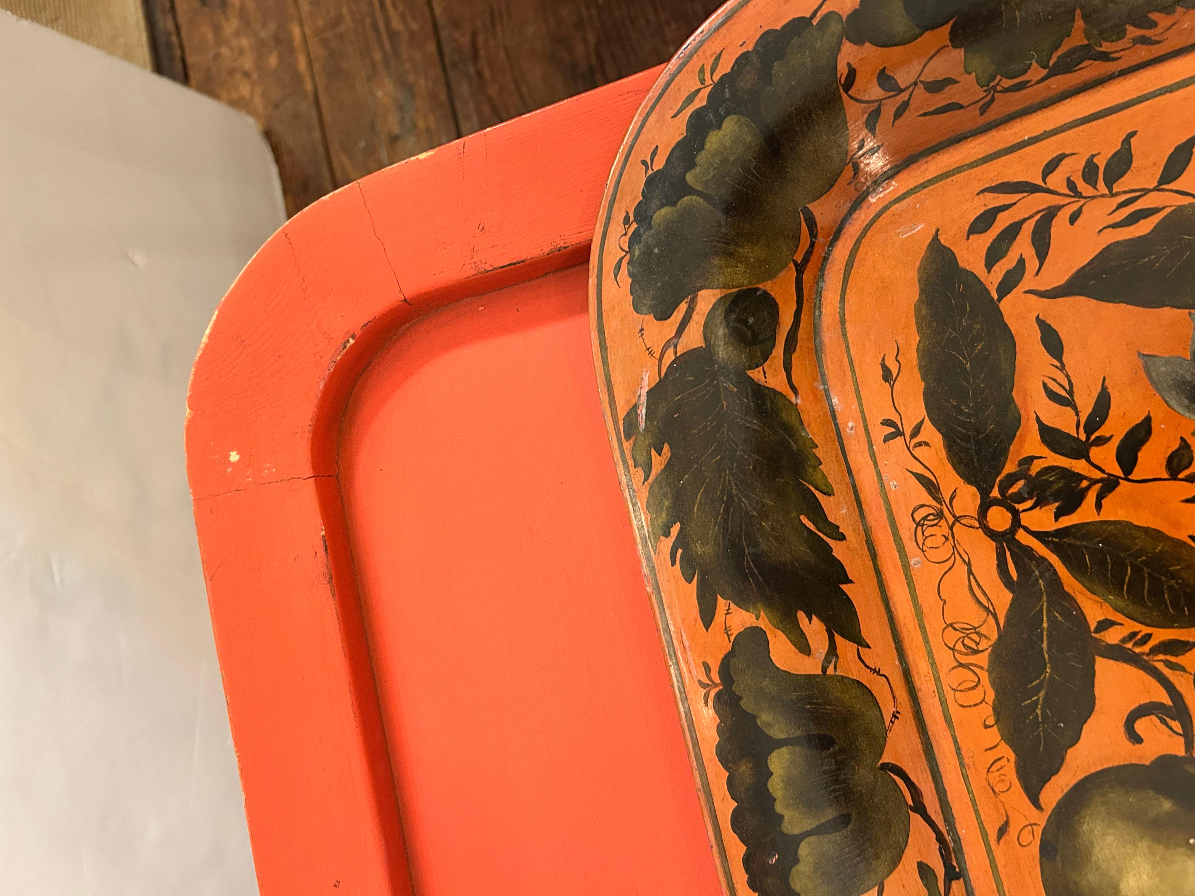 Marvelous Orange Vintage Tray Top Coffee Table For Sale 9