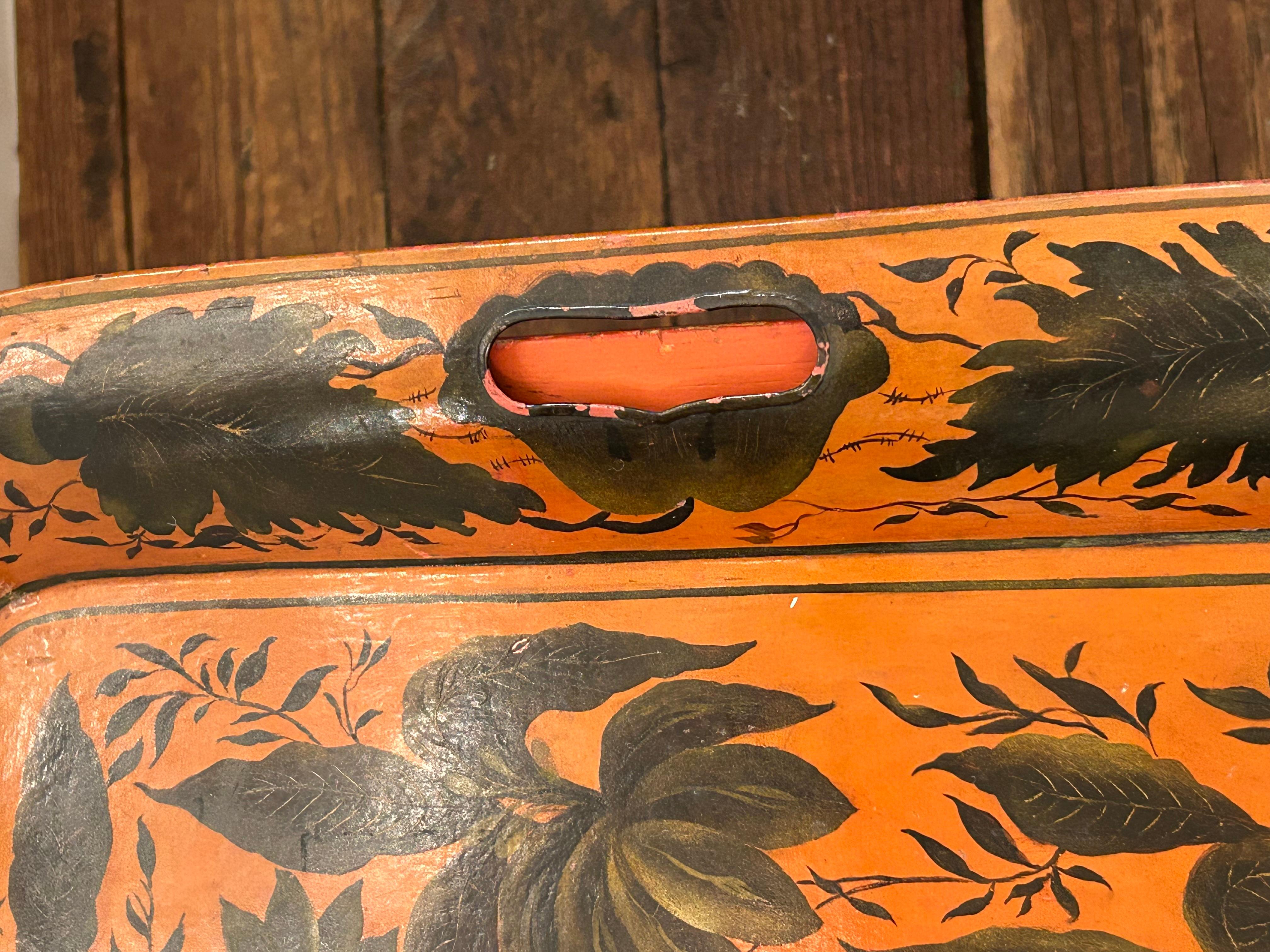 Metal Marvelous Orange Vintage Tray Top Coffee Table For Sale